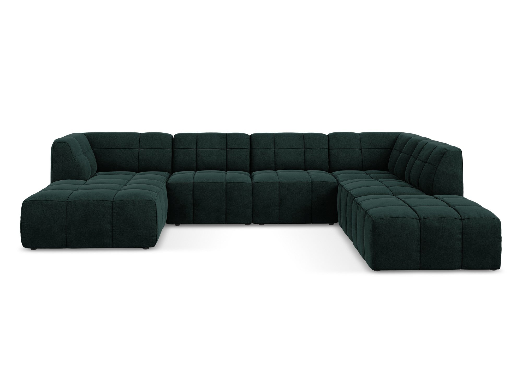Modular Panoramic Velvet Corner Sofa ALOHA Gray-Green