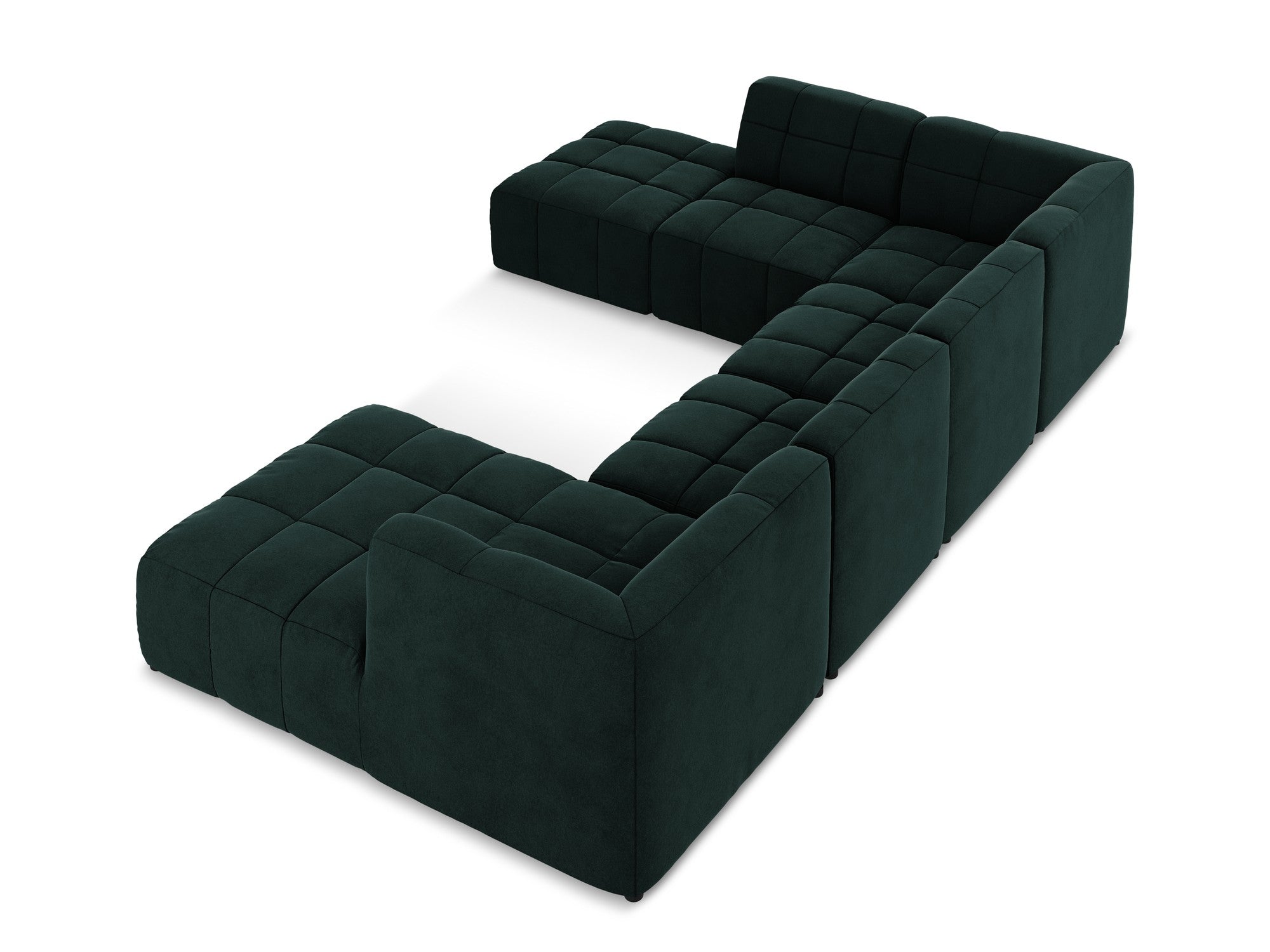 Modular Panoramic Velvet Corner Sofa ALOHA Gray-Green