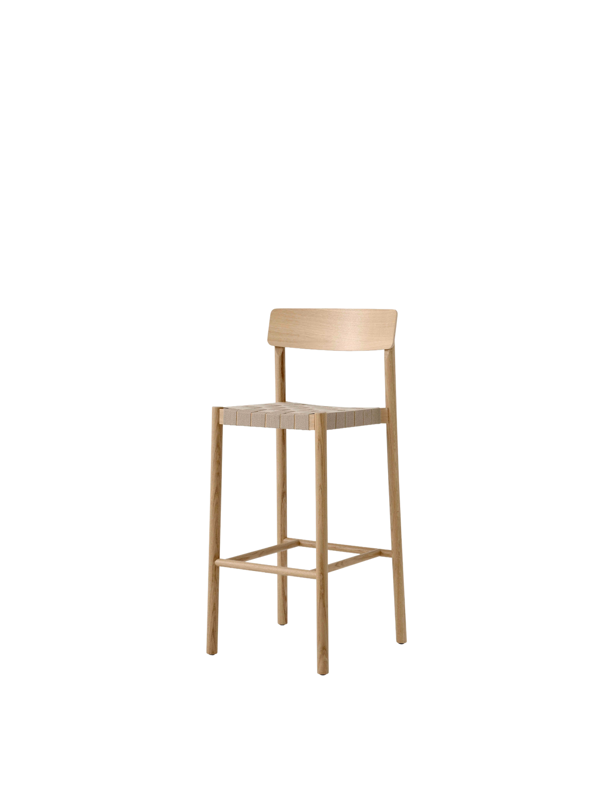 Hocker BETTY beige geweven zitting met gelakt eiken