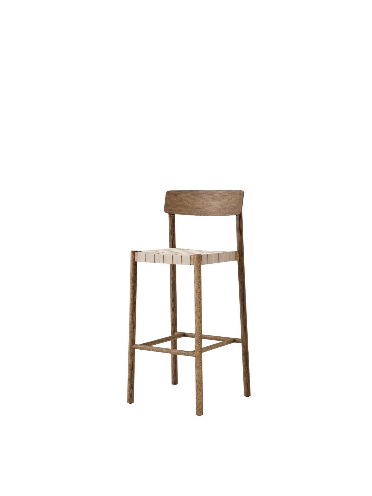 Hocker BETTY beige geweven zitting met gerookt geolied eiken