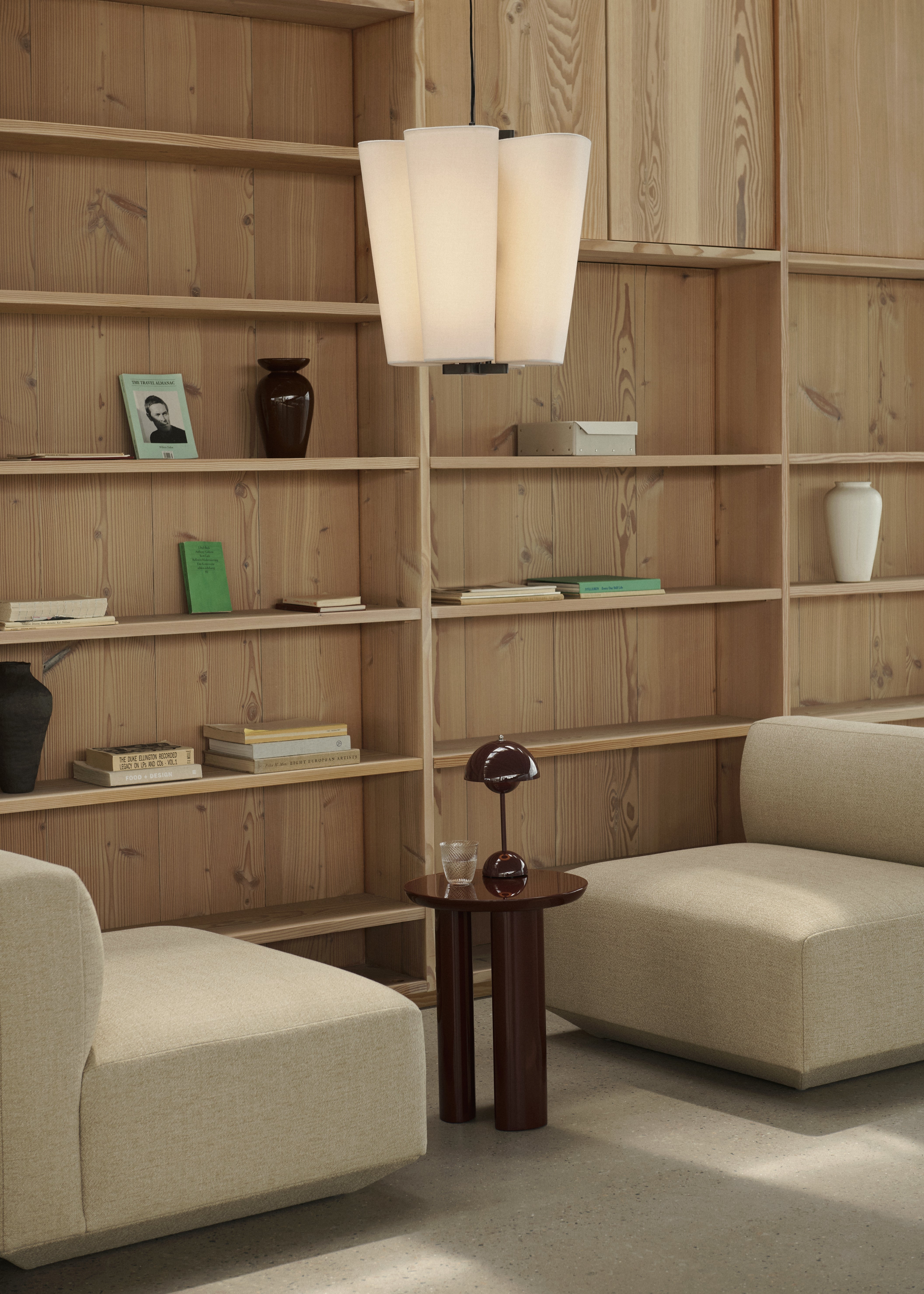 Hanglamp BELLA beige met bruine afwerking