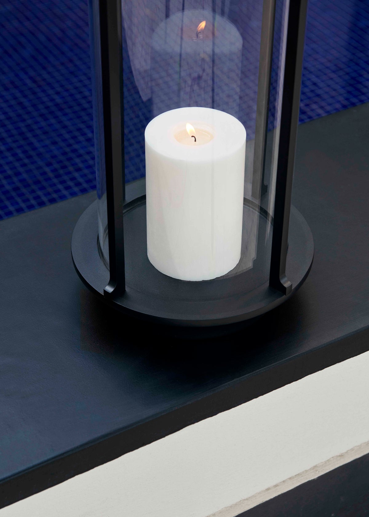 Buitenlantaarn voor kaars HURRICANE SC83 glas en zwart aluminium