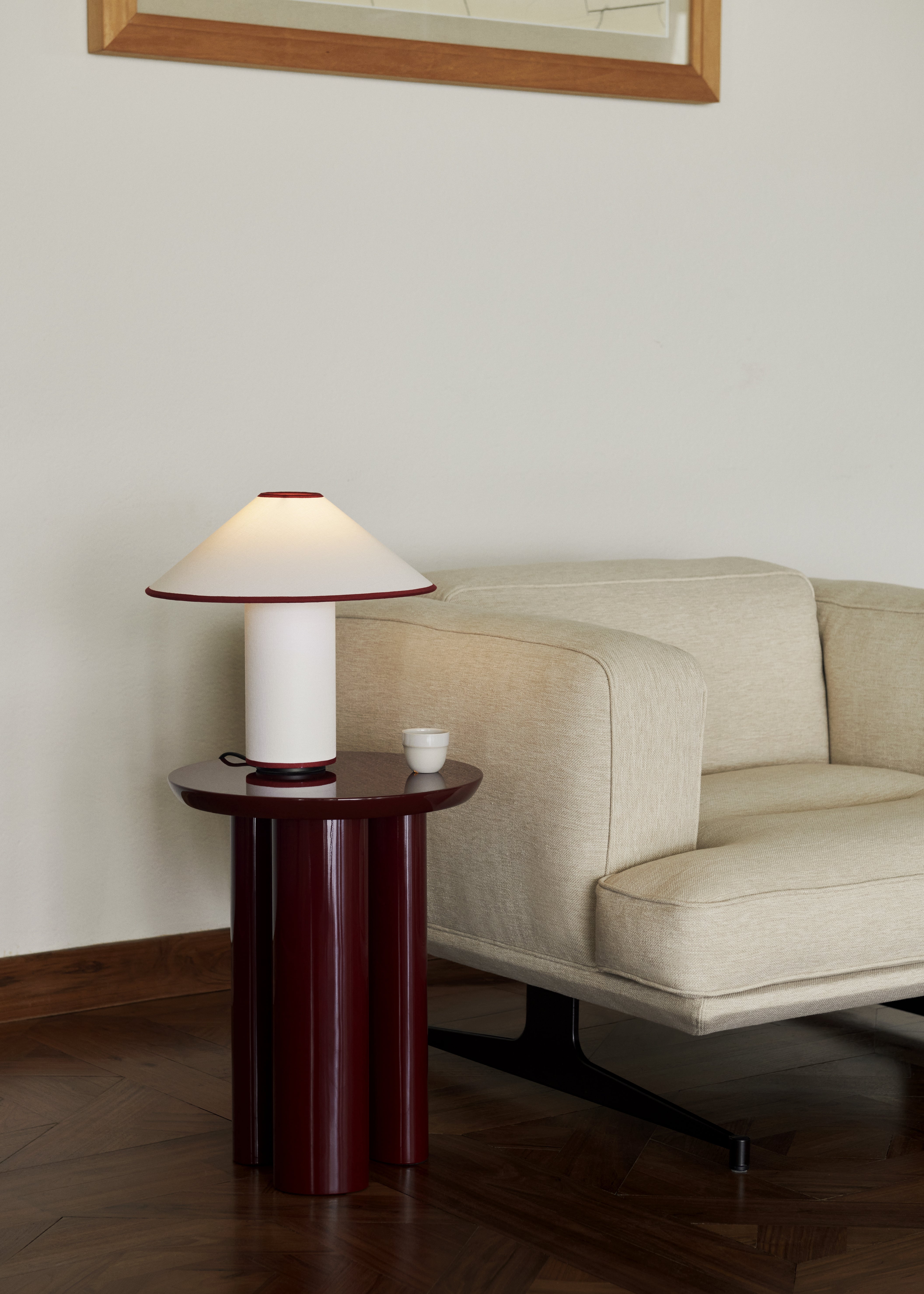 Tafellamp COLETTE ATD6 wit met rode afwerking
