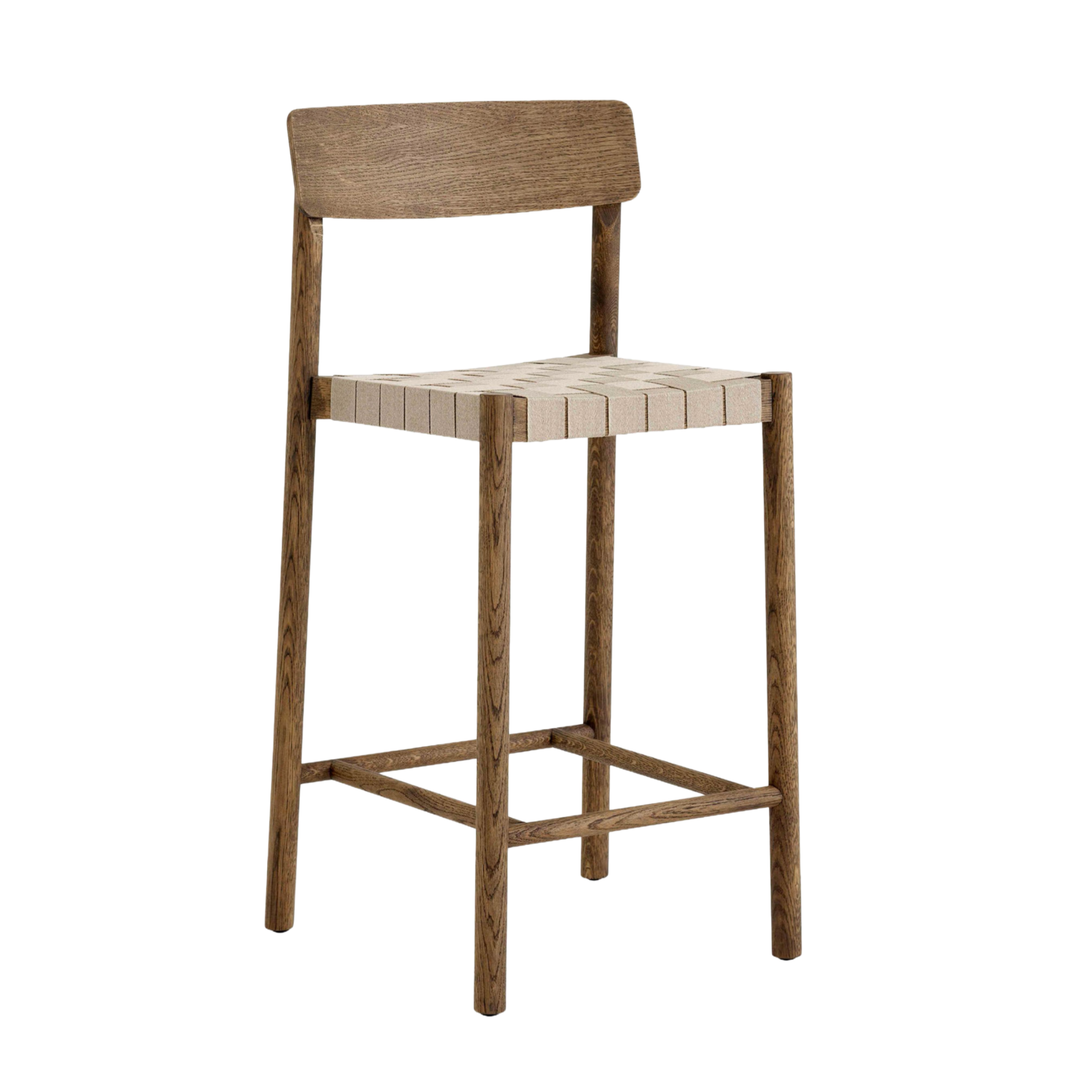 Hocker BETTY beige geweven zitting met gerookt geolied eiken