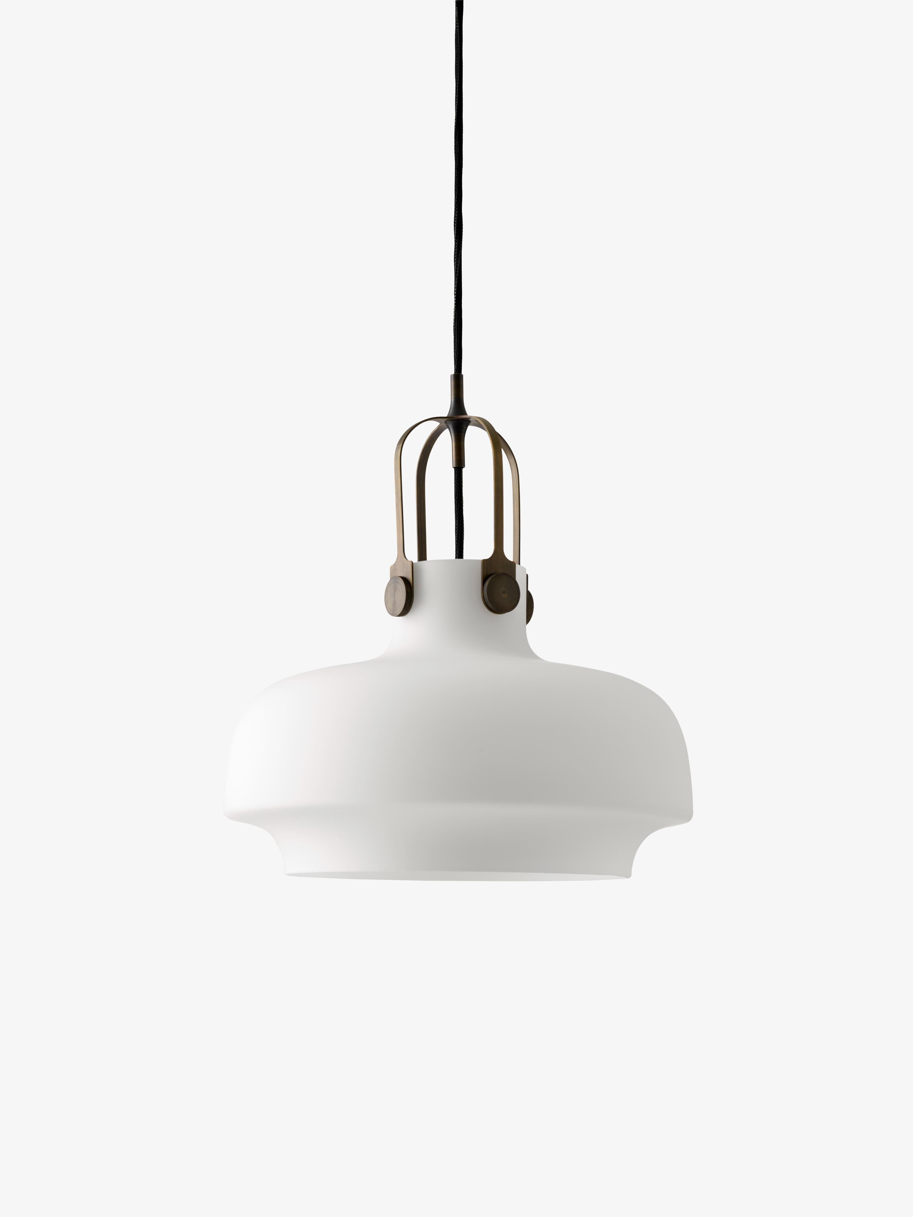 Hanglamp COPENHAGEN met opalen glazen kap en bronzen afwerking