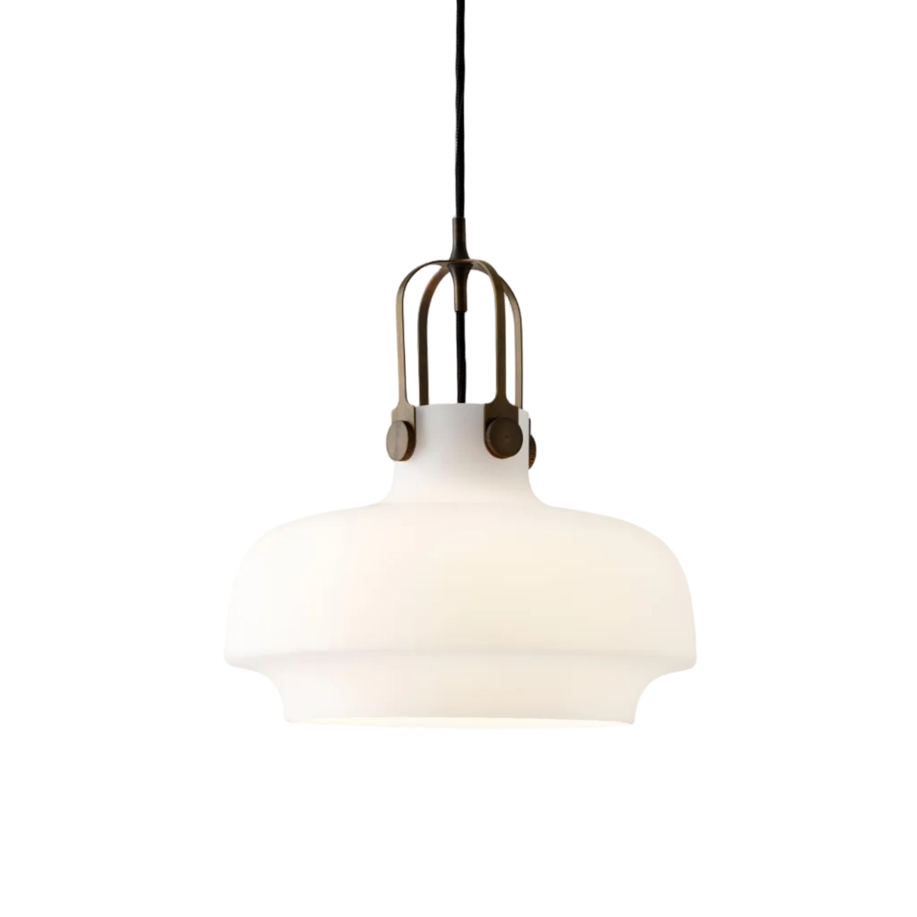 Hanglamp COPENHAGEN met opalen glazen kap en bronzen afwerking