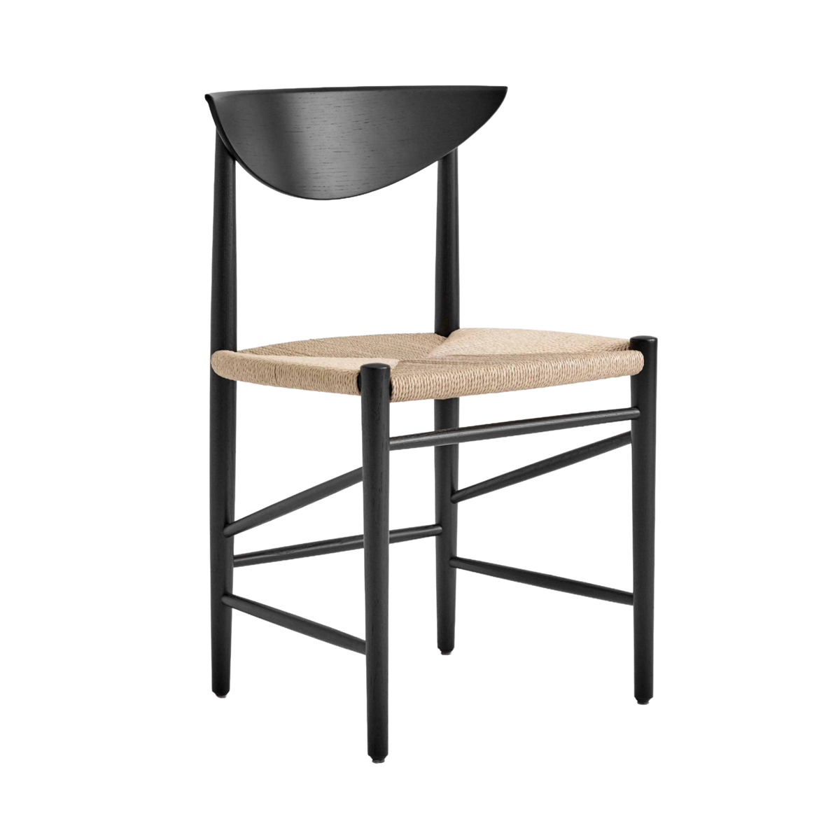 Stoel DRAWN HM3 zwart gelakt eiken met een geweven zitting