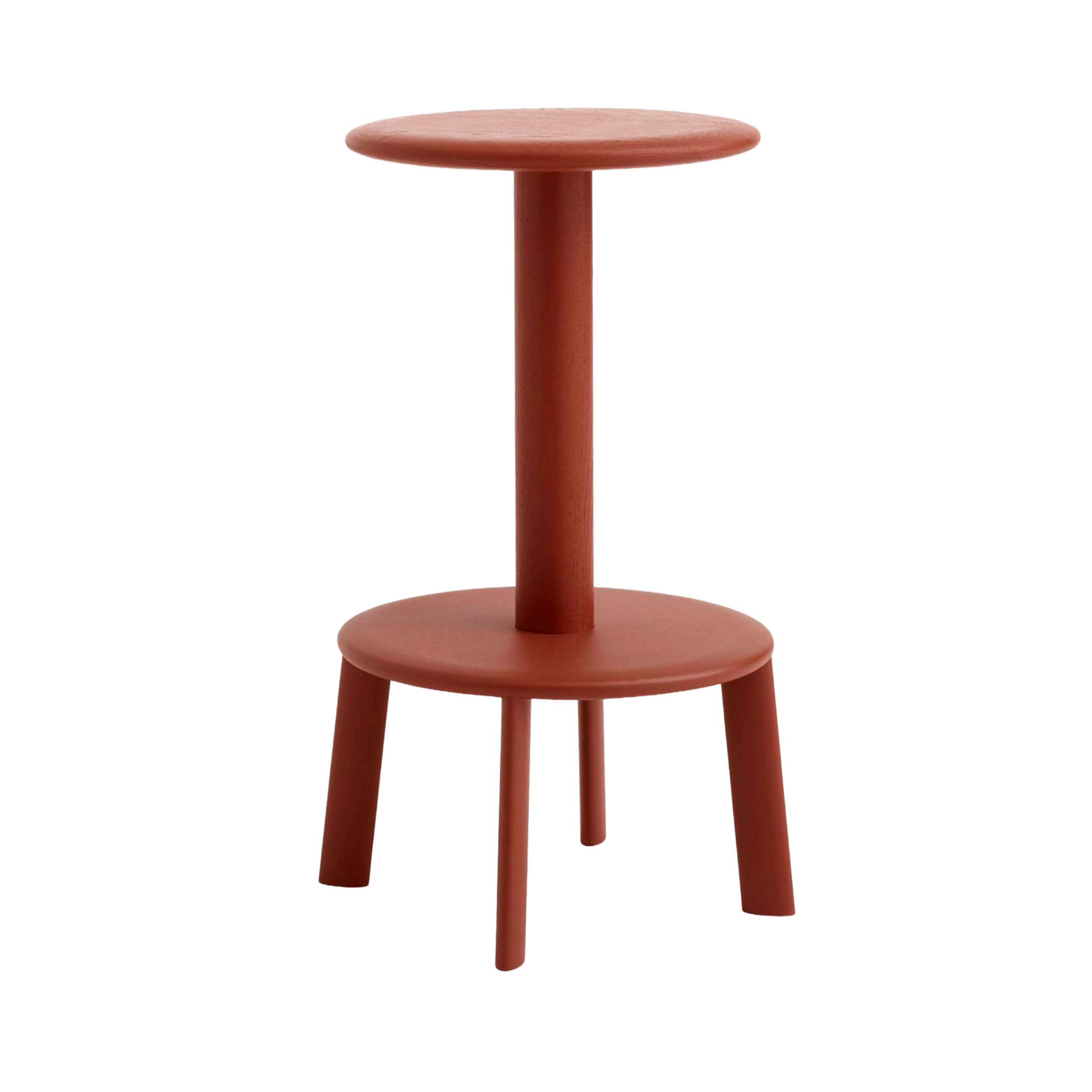 Hocker MASSIF rood gelakt eiken met stalen basis