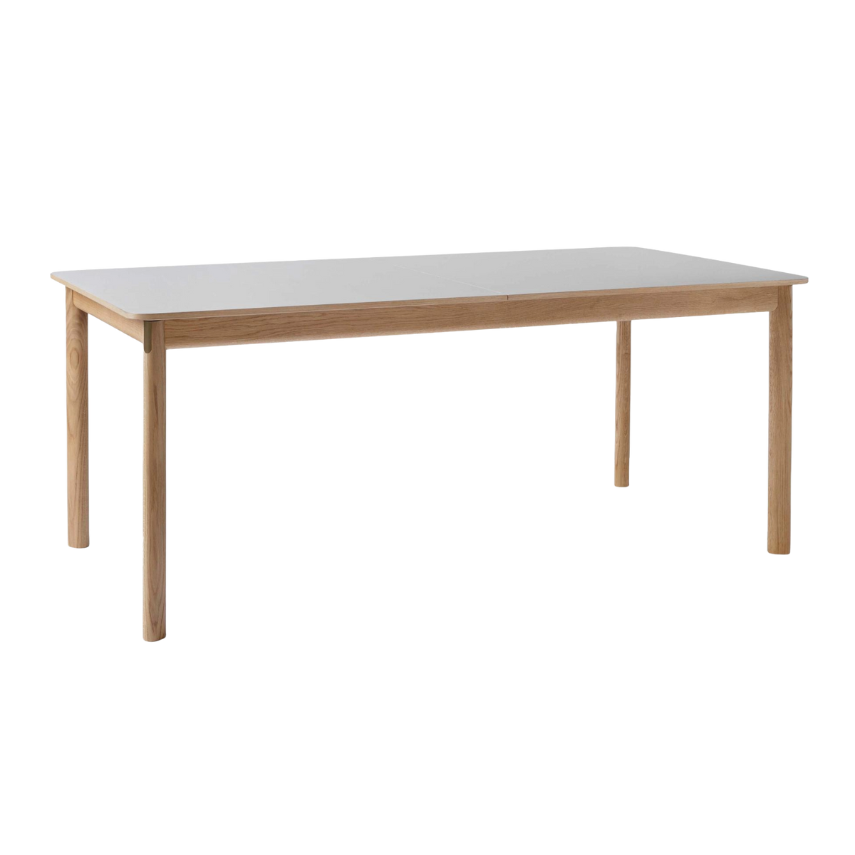 Uitschuifbare tafel PATCH beige gelamineerd blad met eiken basis