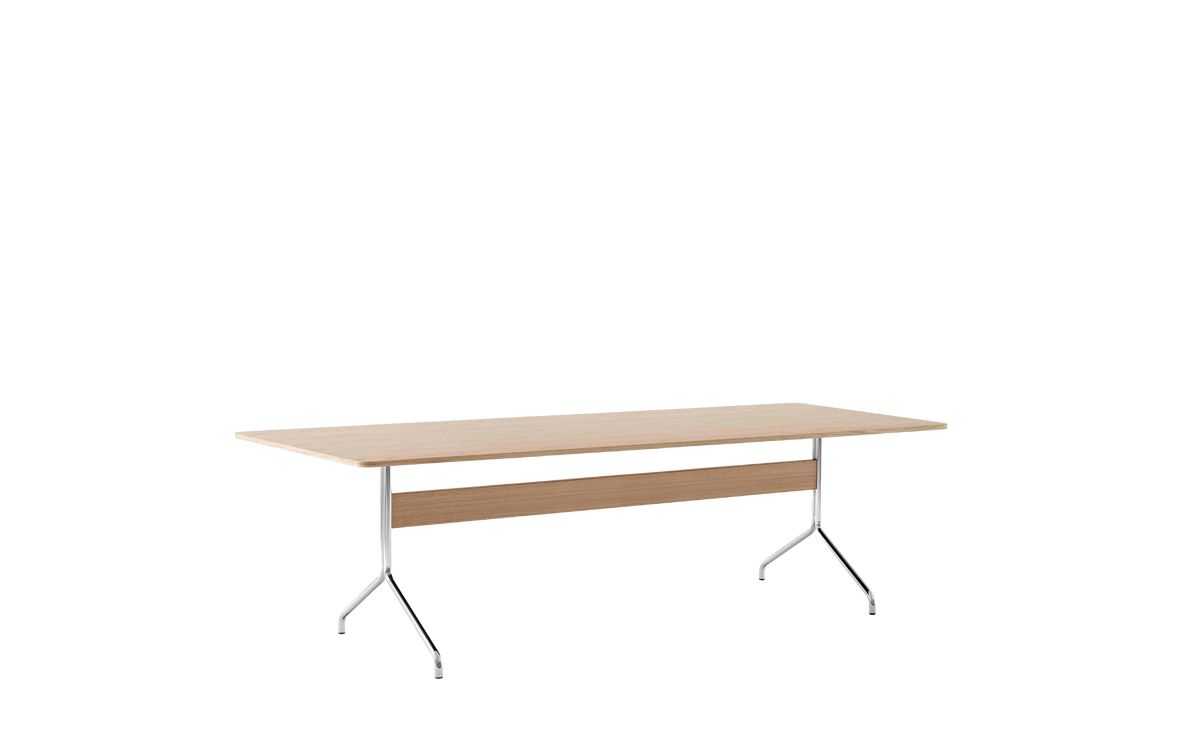 Gecoate eiken PAVILION tafel met verchroomde basis