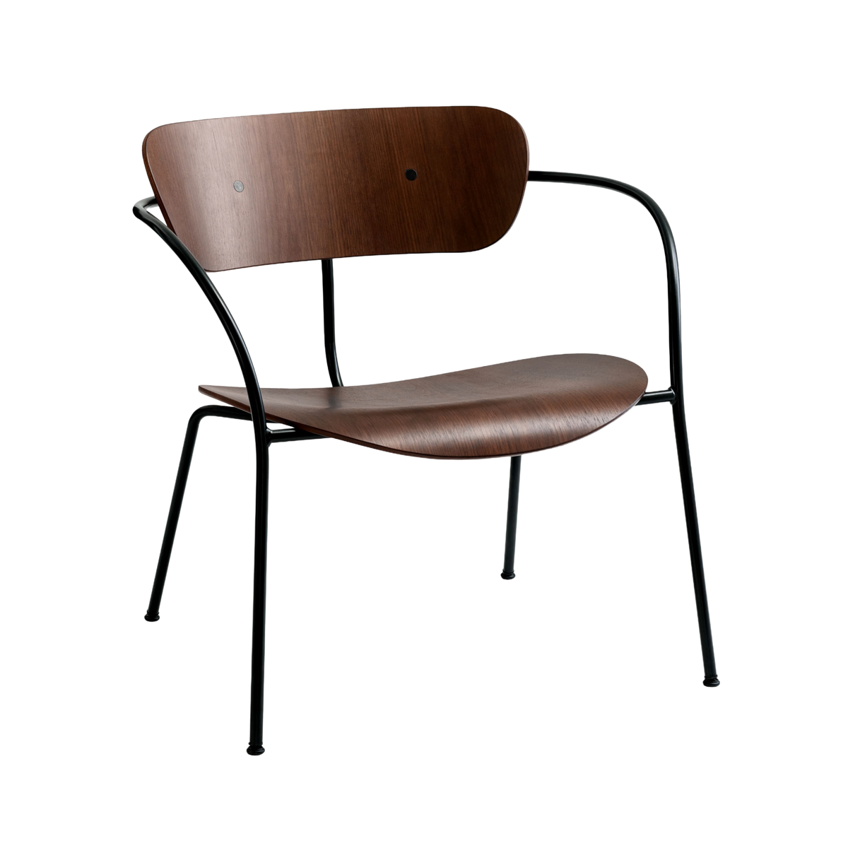 Fauteuil met armleuningen PAVILION AV5 gelakt notenhout met zwarte basis