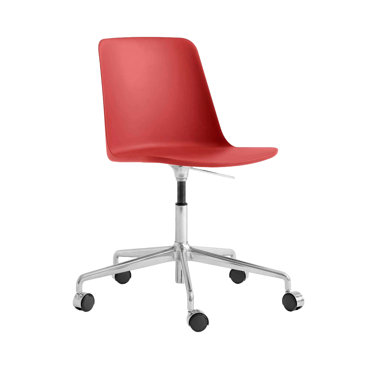 Bureau stoel RELY HW28 rood met een aluminium basis op wielen