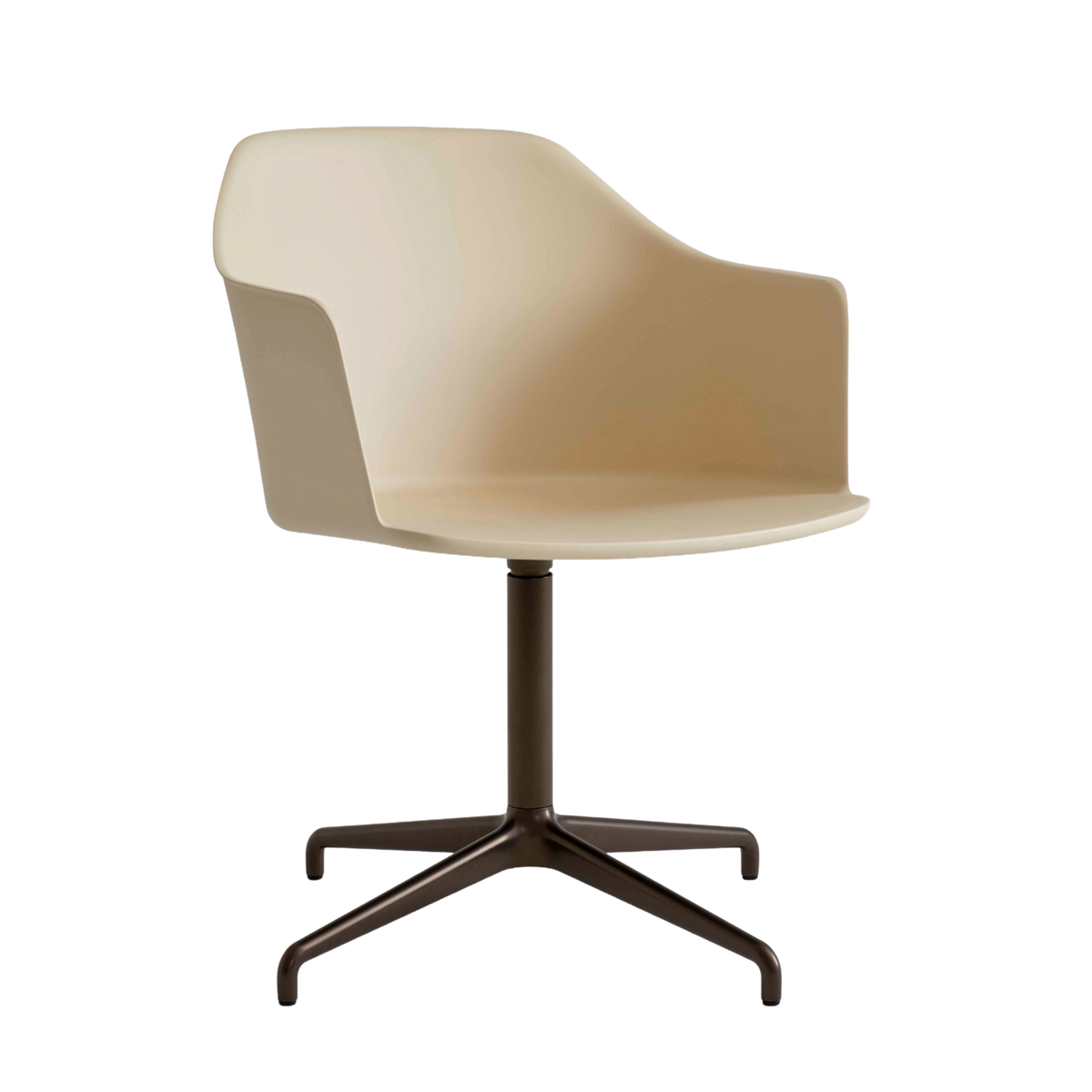 Bureau stoel RELY HW38 zandkleurig met een bruine aluminium basis