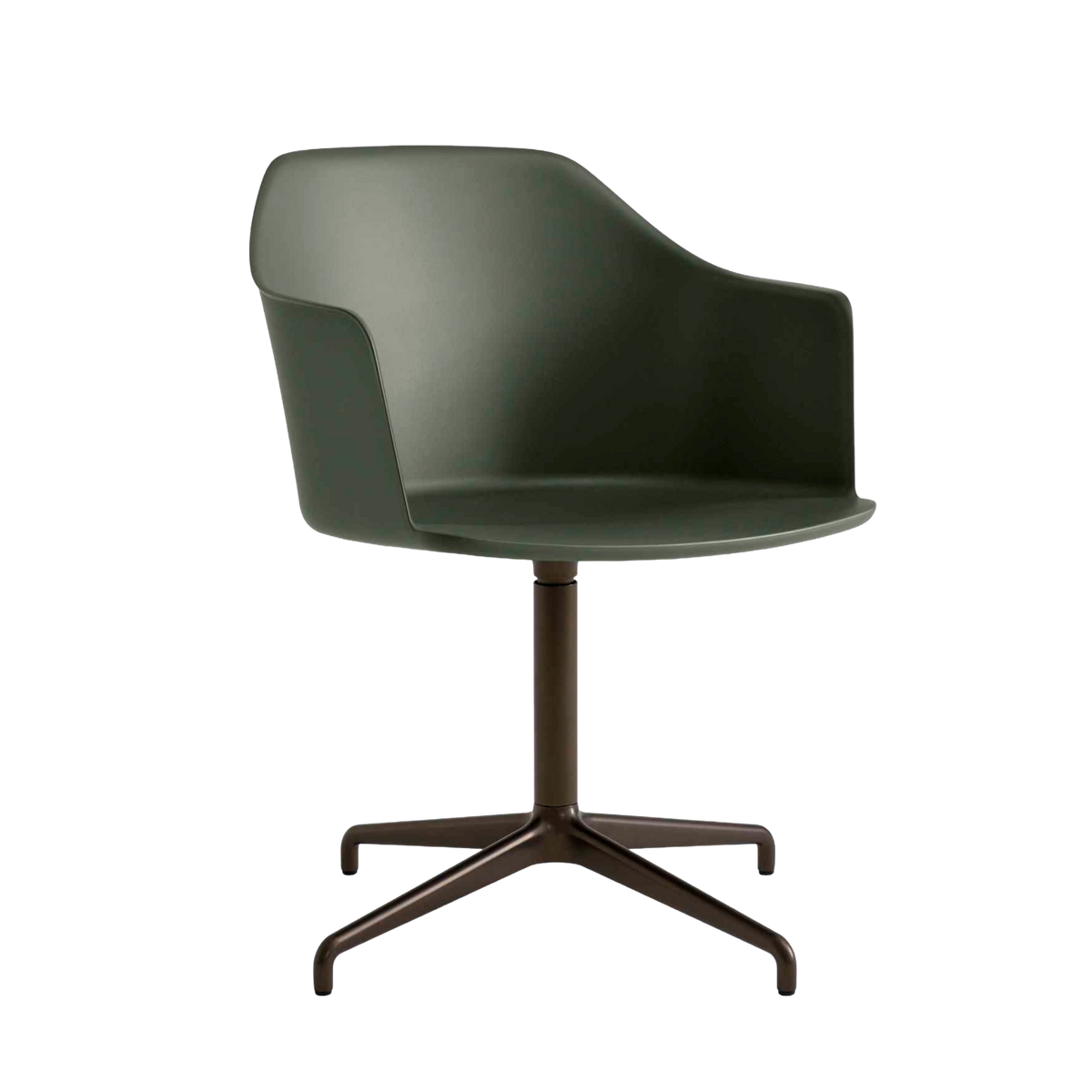 Bureau stoel RELY HW38 donkergroen met een bruine aluminium basis