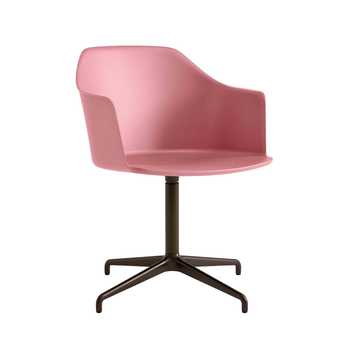Bureau stoel RELY HW38 lichtroze met een bruine aluminium basis