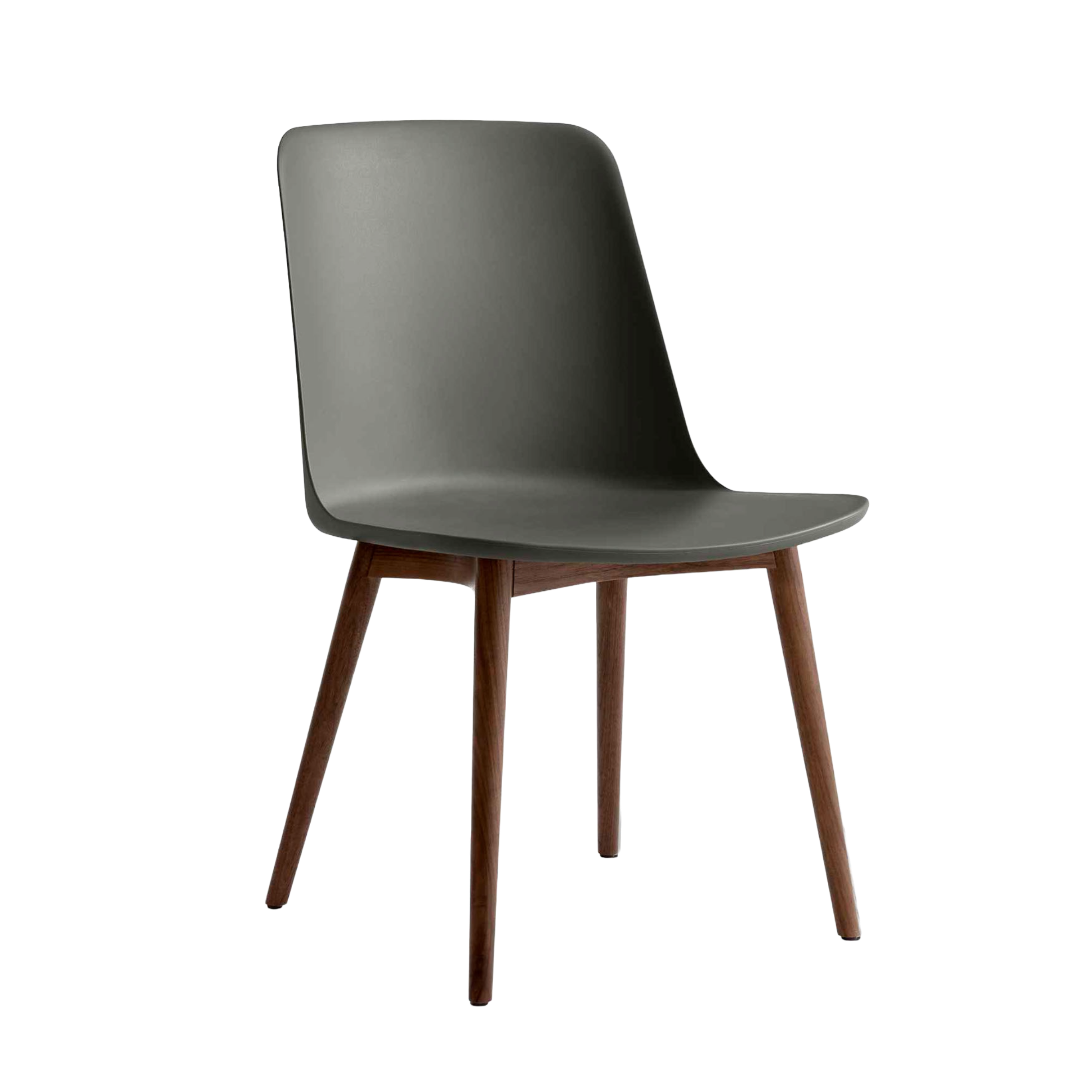 RELY HW71 stoel grafietkleurig met notenhouten basis