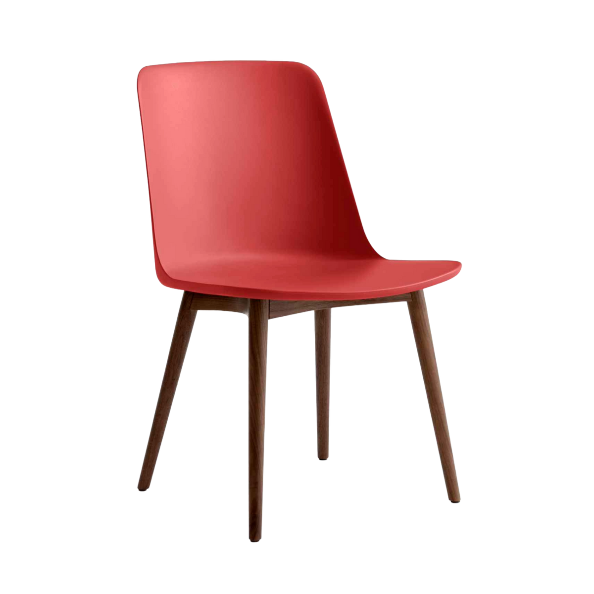 Stoel RELY HW71 rood met een notenhouten basis