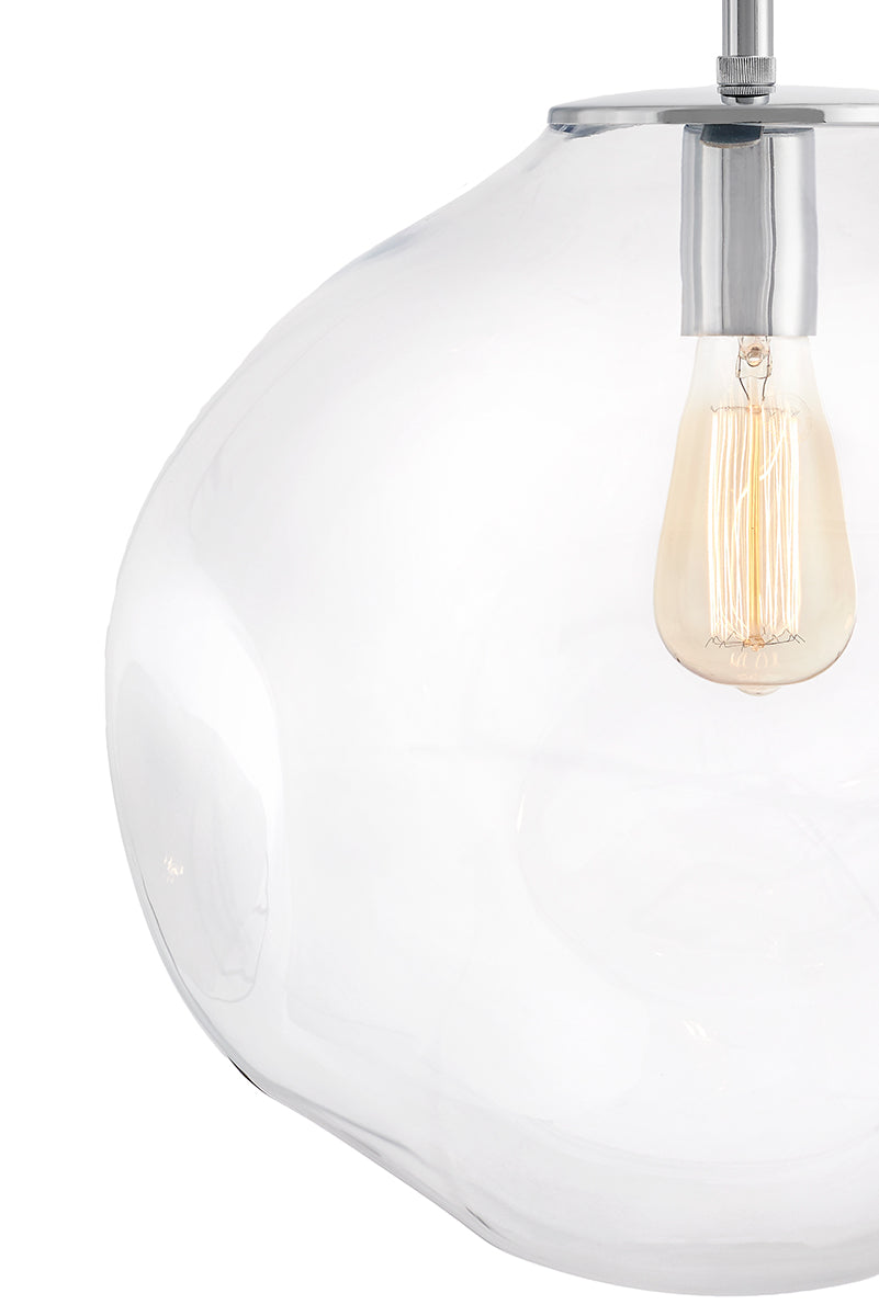 AVIA 3 three-point pendant lamp transparent with silver finish