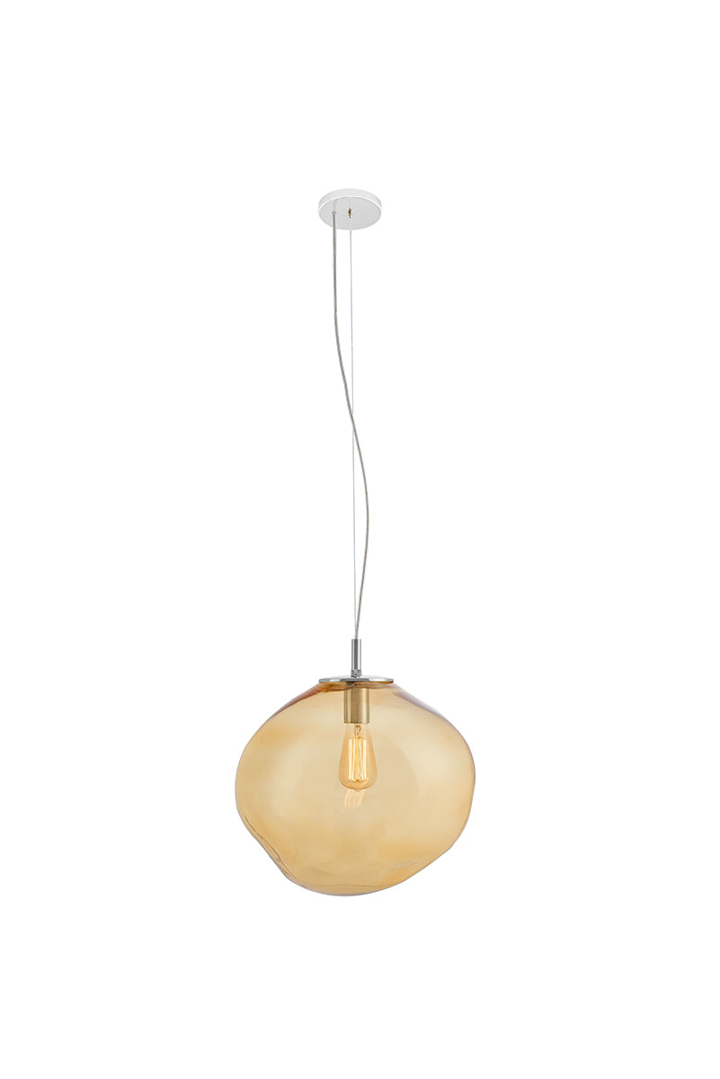 Hanglamp AVIA amber met zilveren afwerking