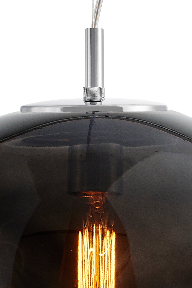 Hanglamp AVIA rookzwart met zilveren afwerking