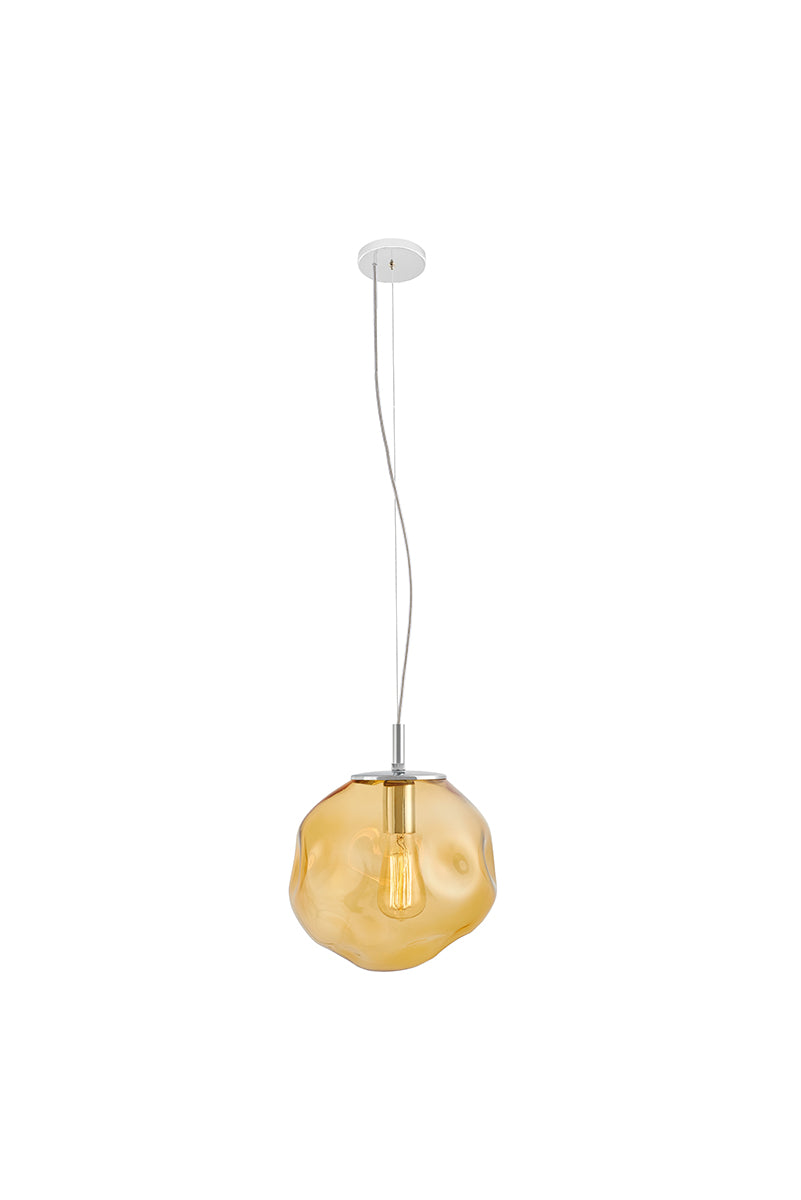 Hanglamp AVIA amber met zilveren afwerking