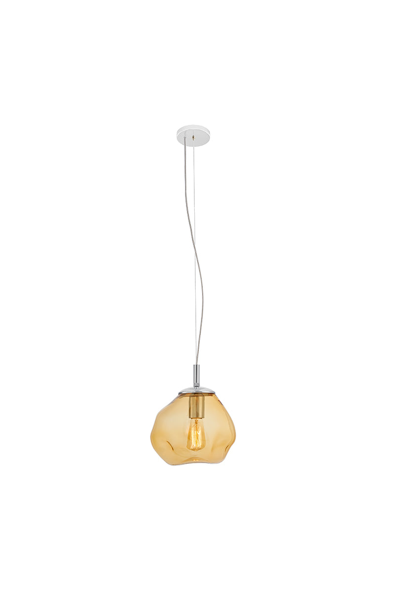 Hanglamp AVIA amber met zilveren afwerking