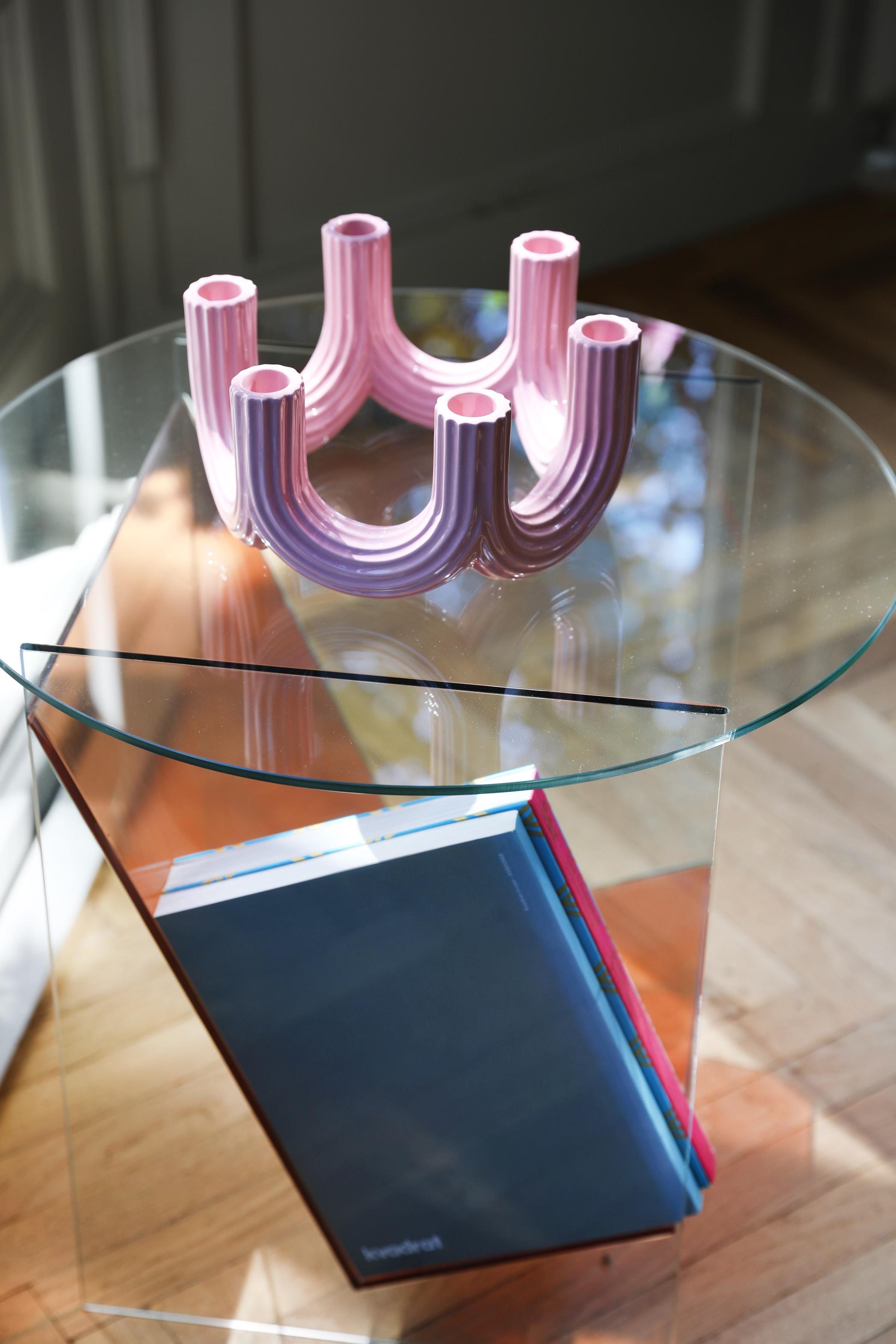 Zesarmige kaarsenhouder CHURROS roze