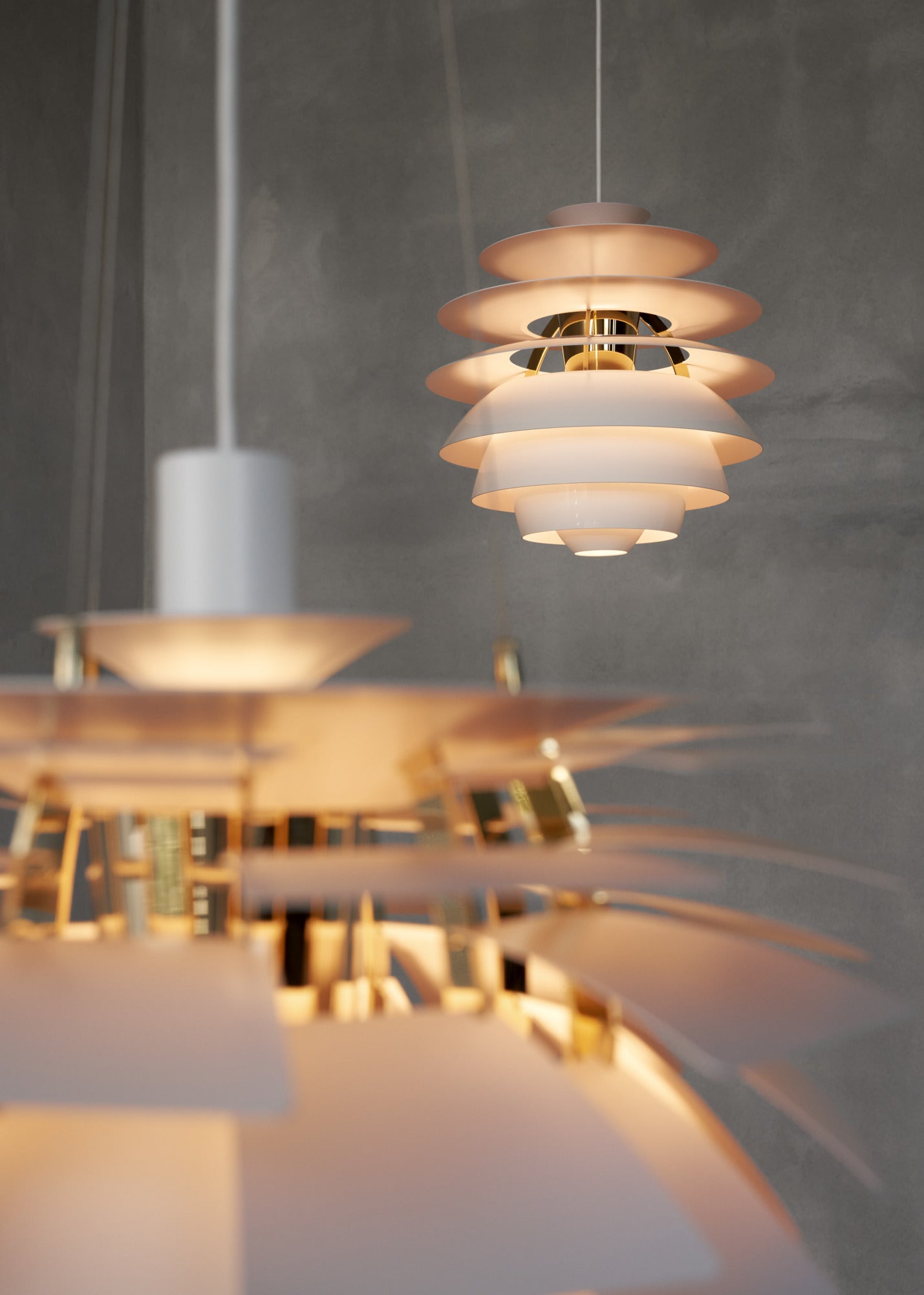 Pendelleuchte PH SNOWBALL creme mit verchromter Oberfläche