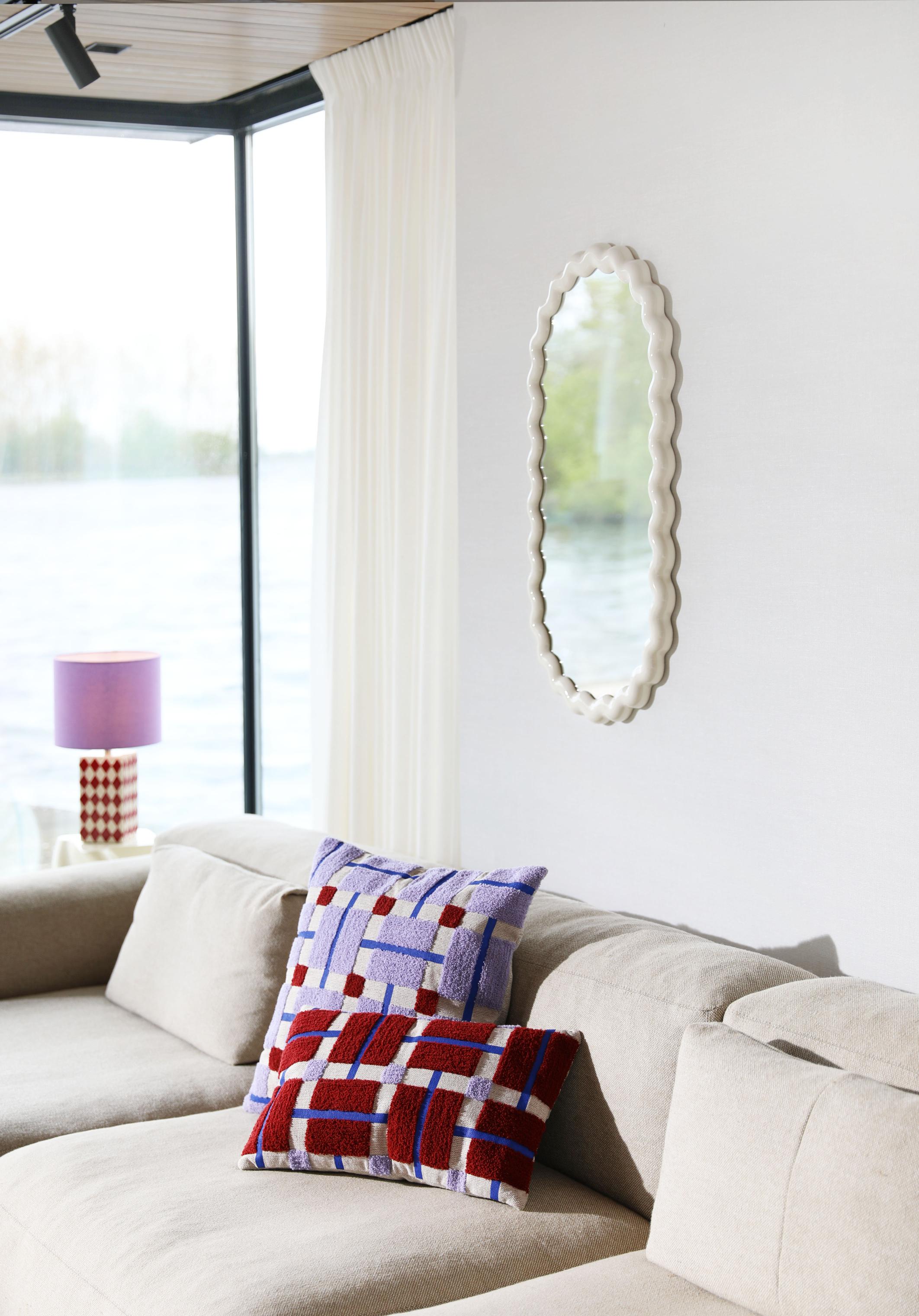 Kissenbezug PLANO lila mit beige und bordeaux