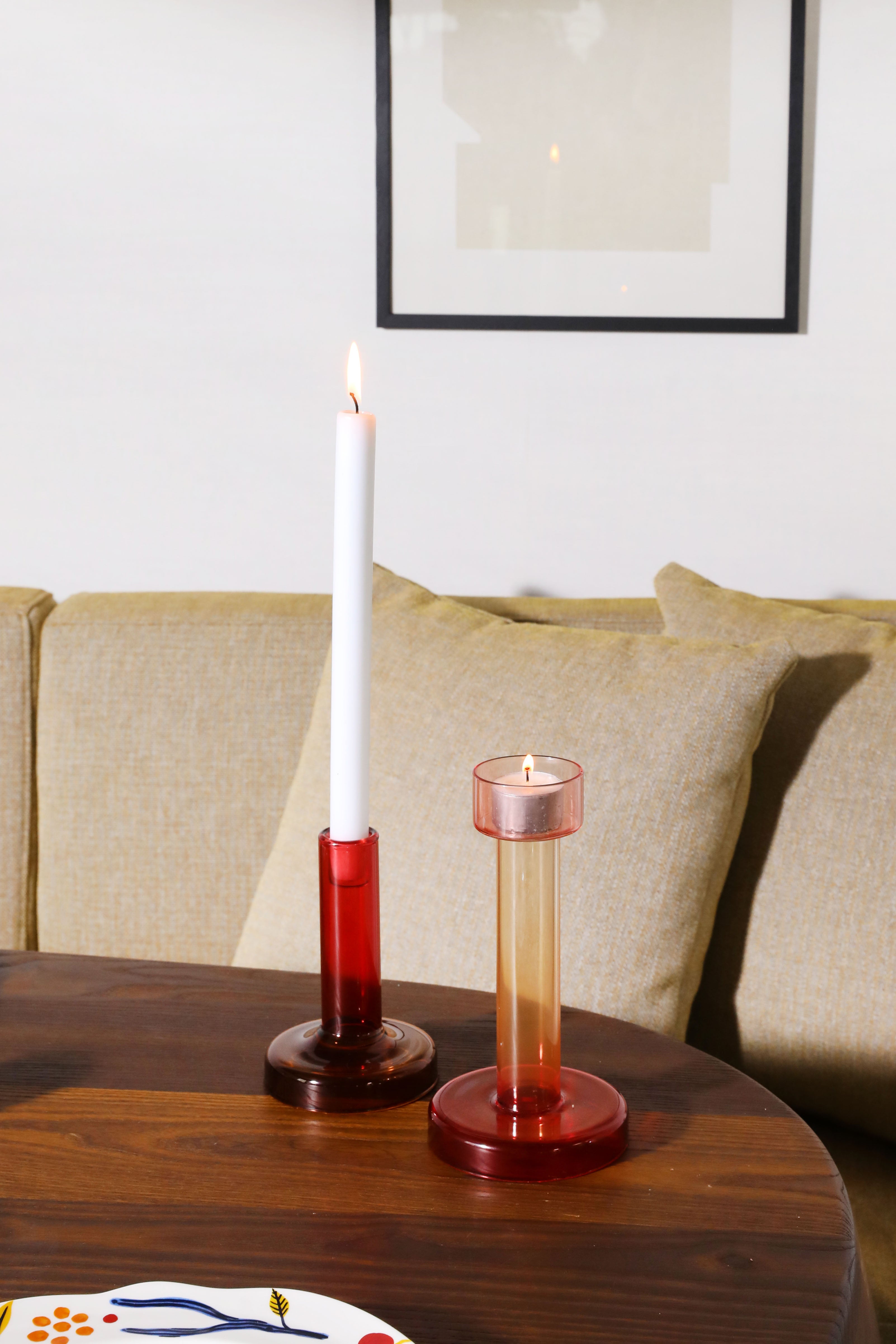 Red BOLE Tealight Candle Holder with Pink