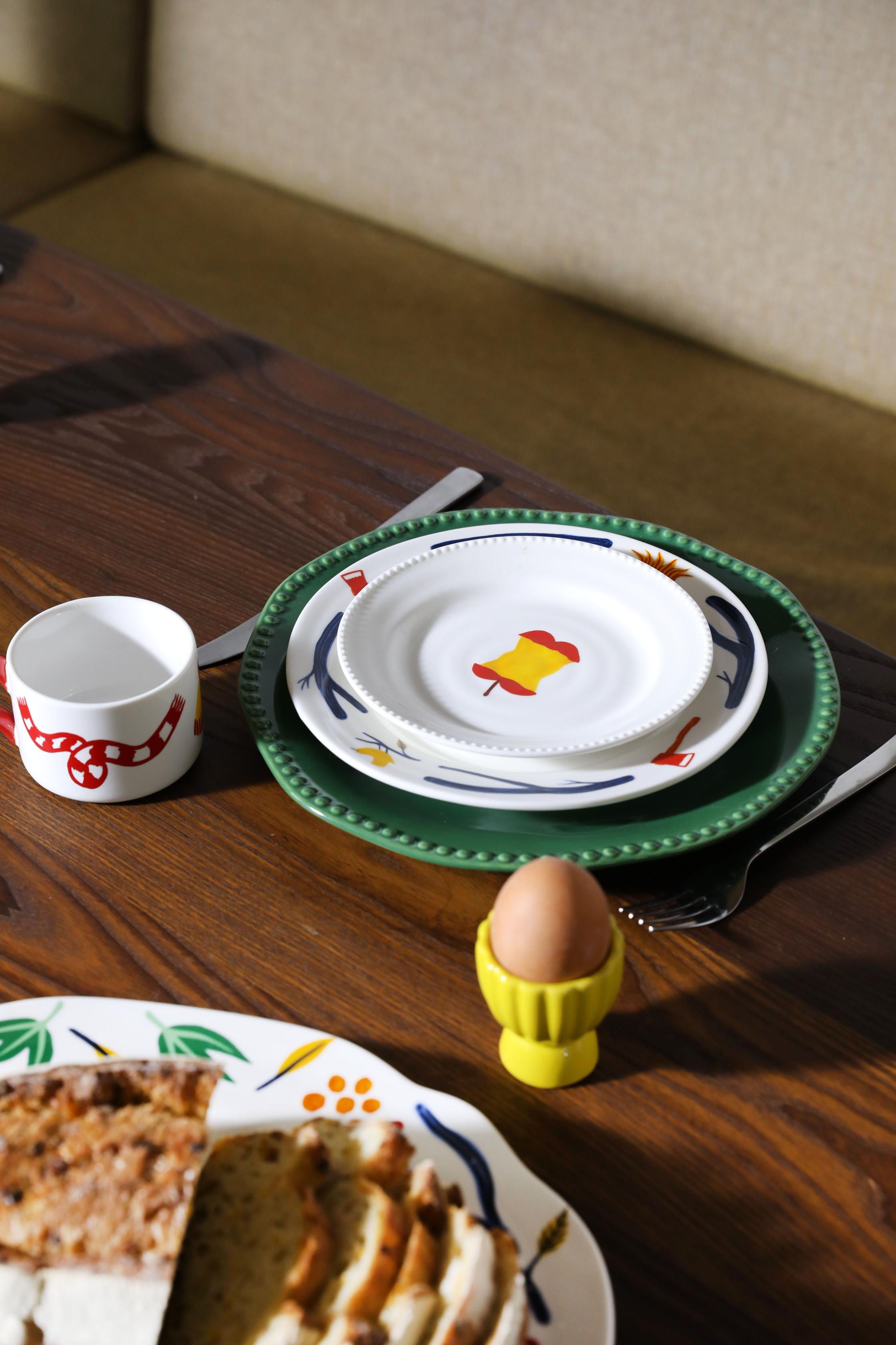 Dessertteller-Set HAINES weiß mit rot und orange