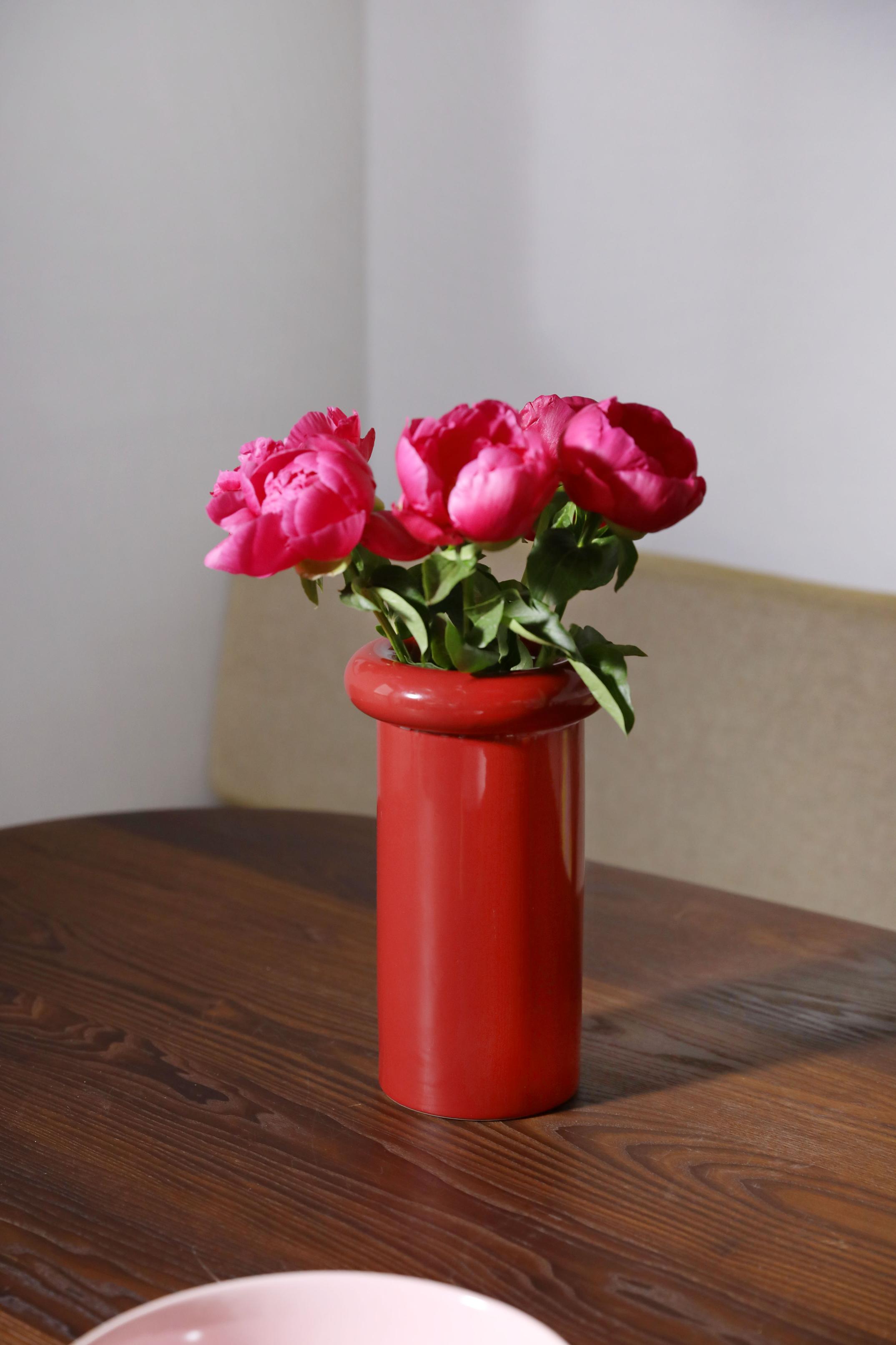 Vase TURBAN burgunderrot