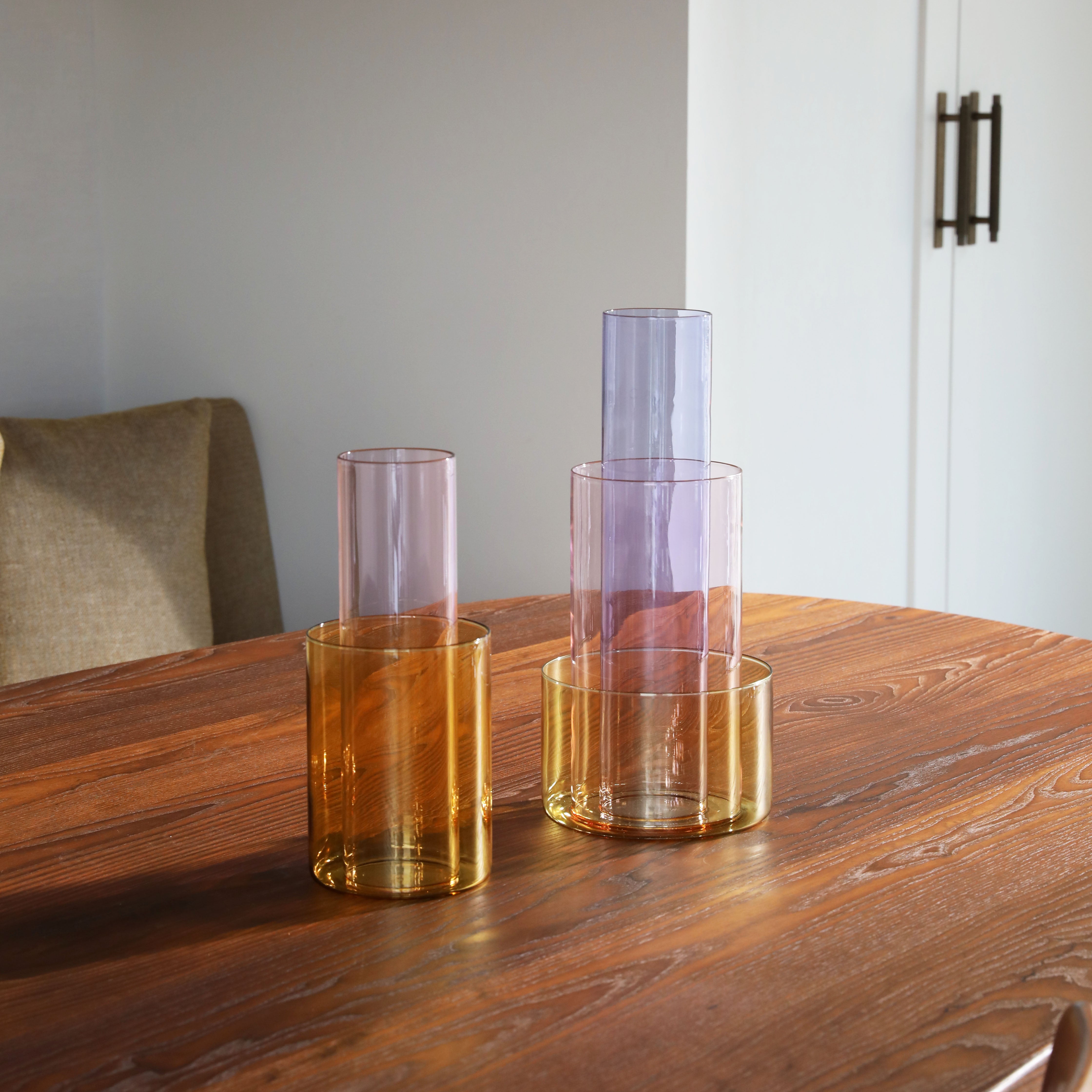 Vase AMPHI rosa mit Gelb