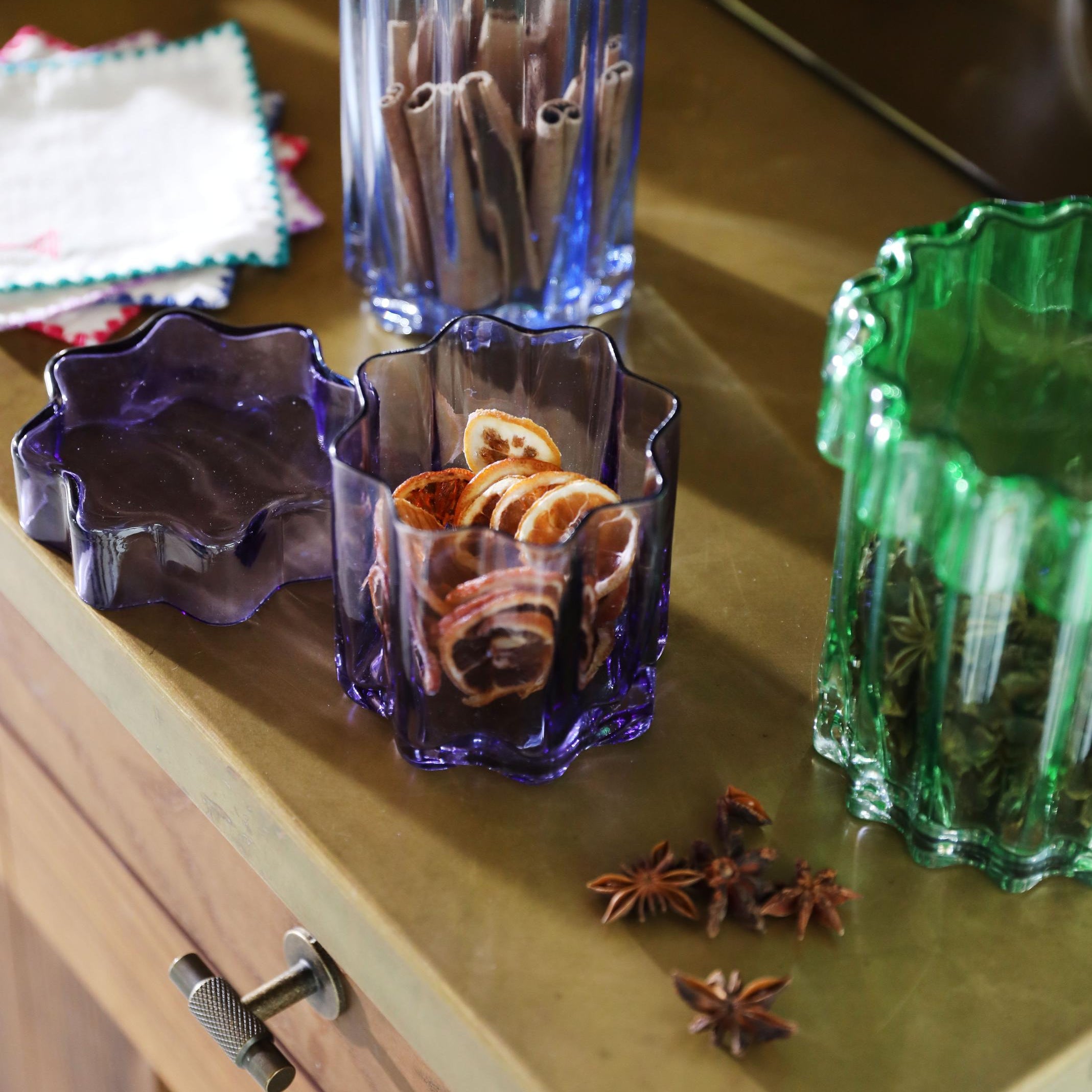 Glazen container met deksel ASTRAL groen