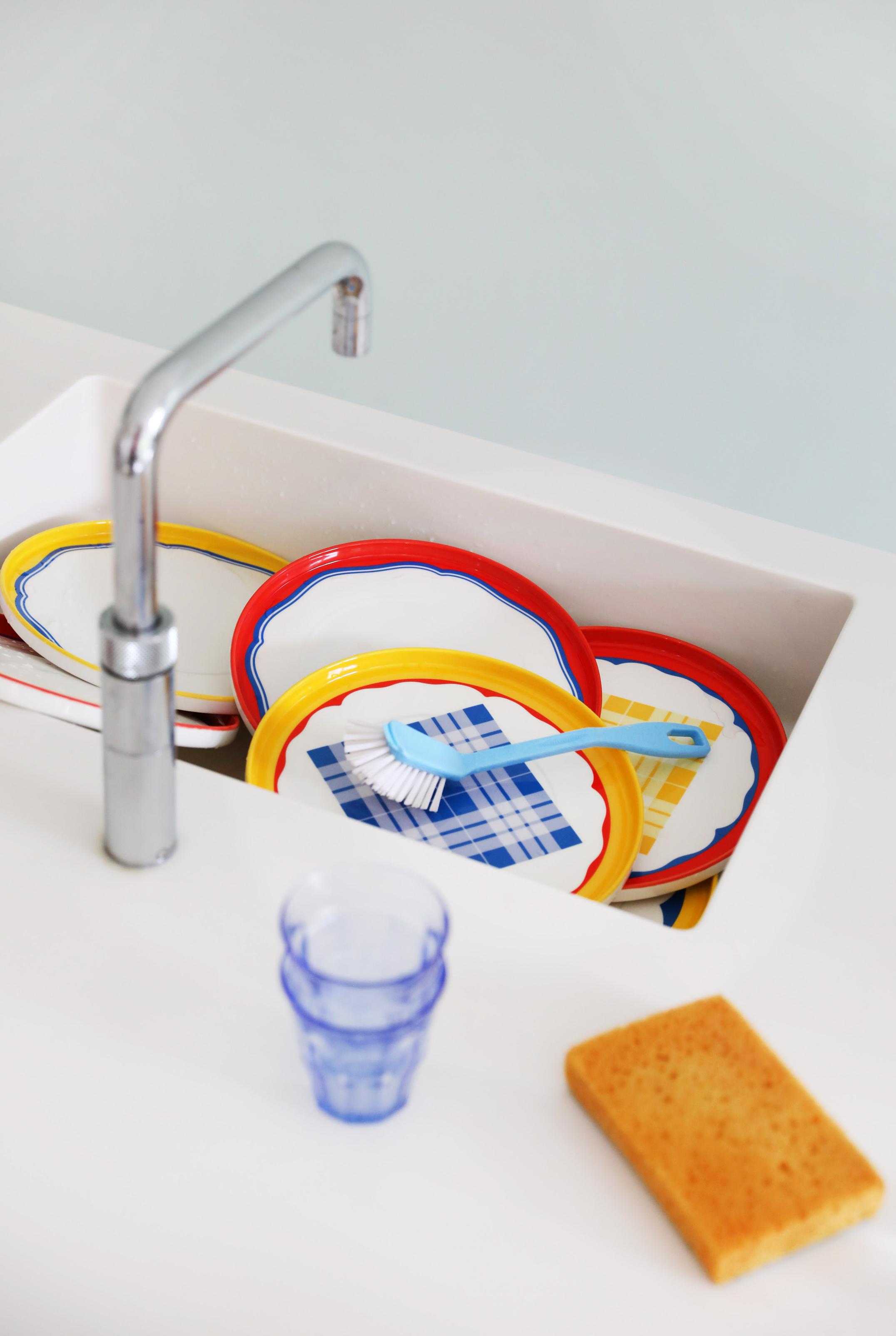 Essplatte DAYDREAM WAVE blau mit Weiß und Orange