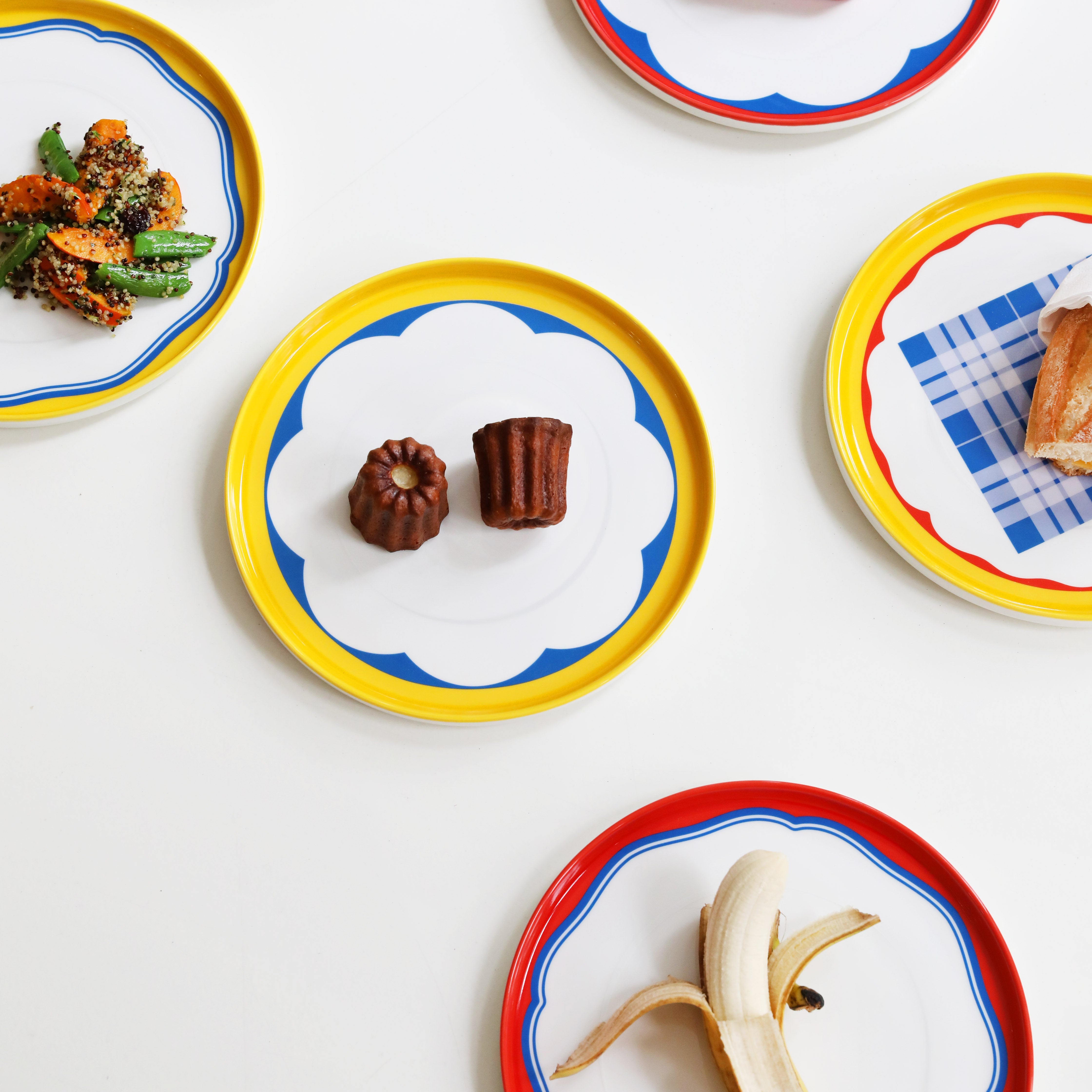 Essplatte DAYDREAM ARCH weiß mit Gelb und Blau