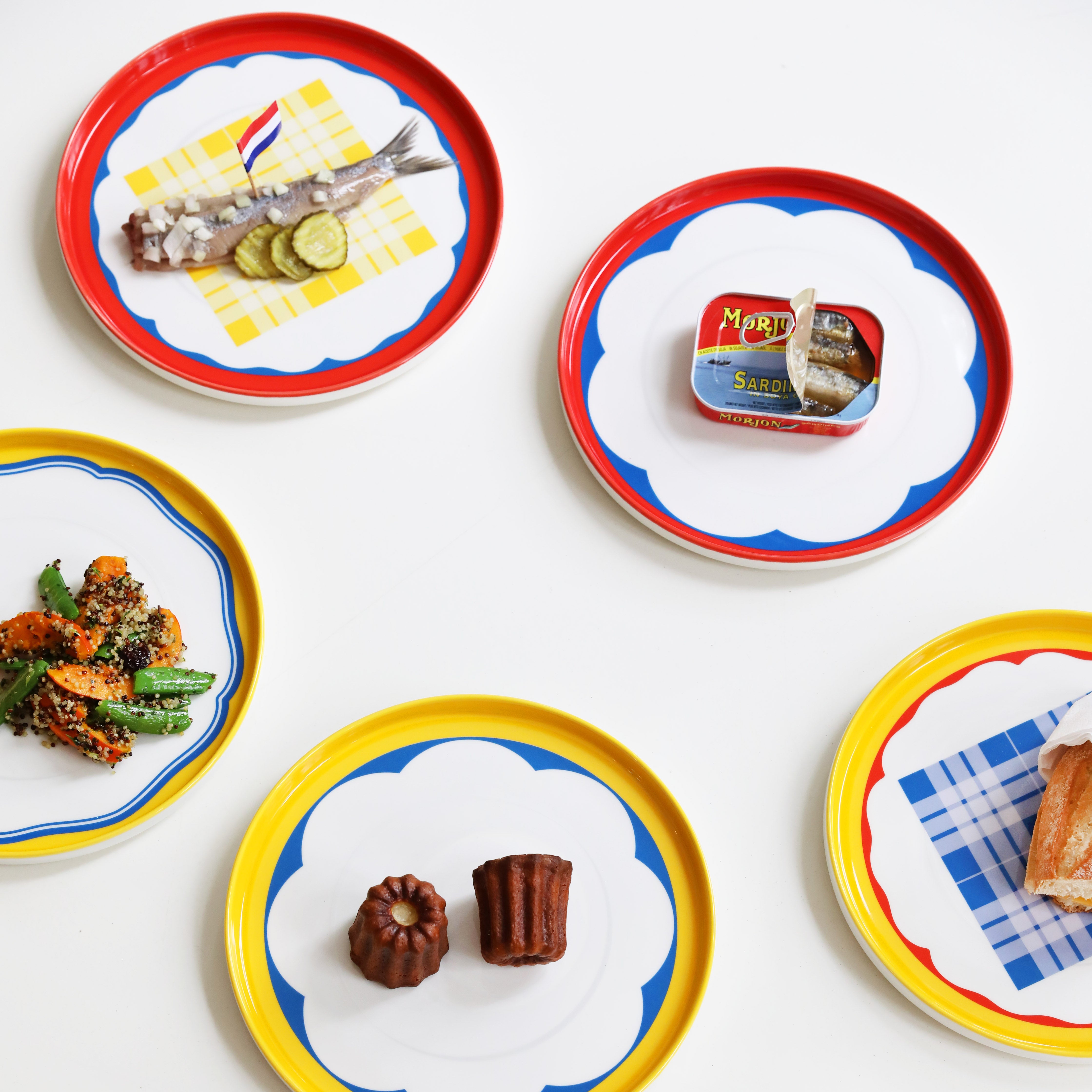 Essplatte DAYDREAM WAVE blau mit Weiß und Orange