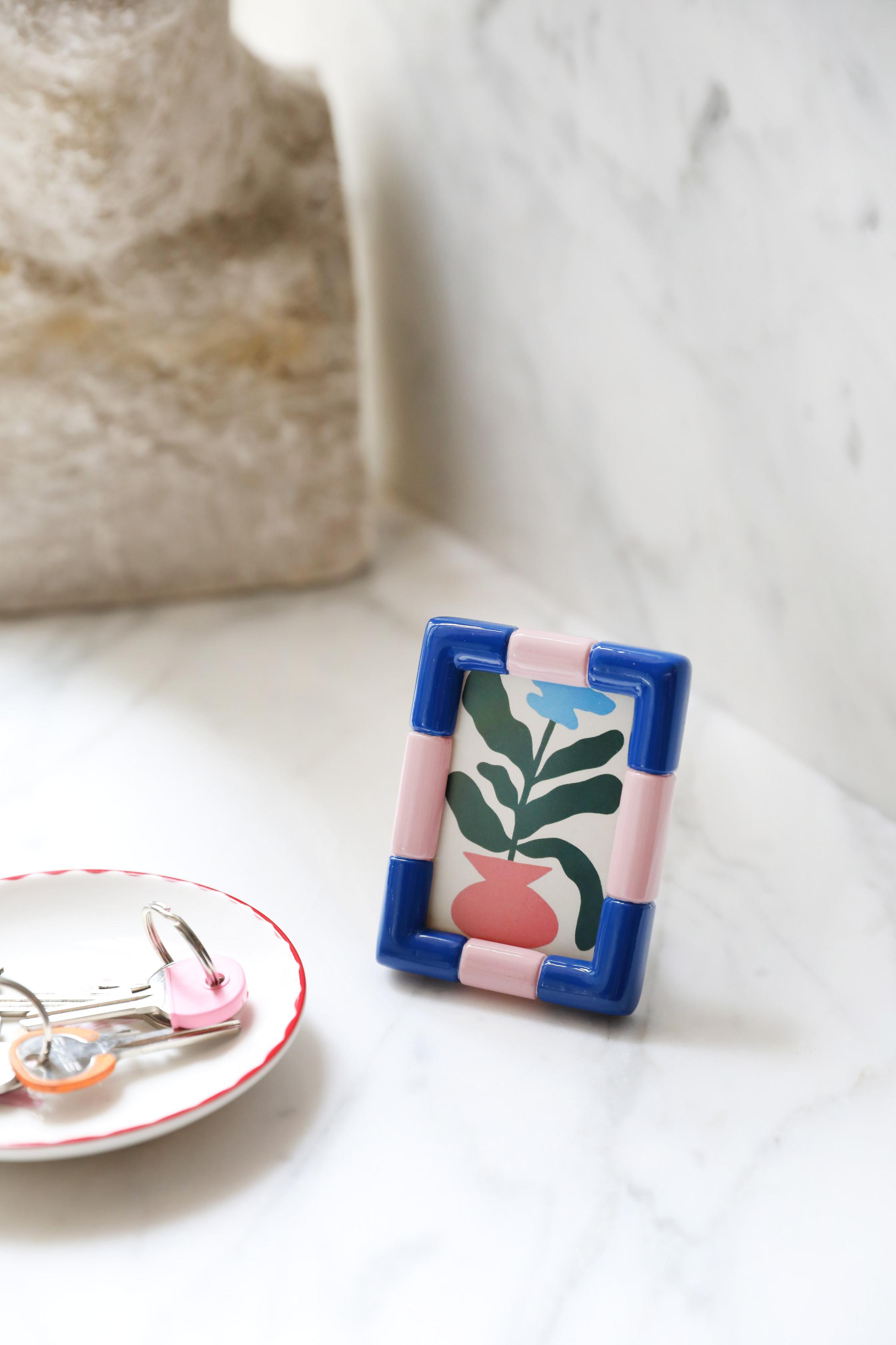 RIFT RECTANGLE photo frame blue with pink