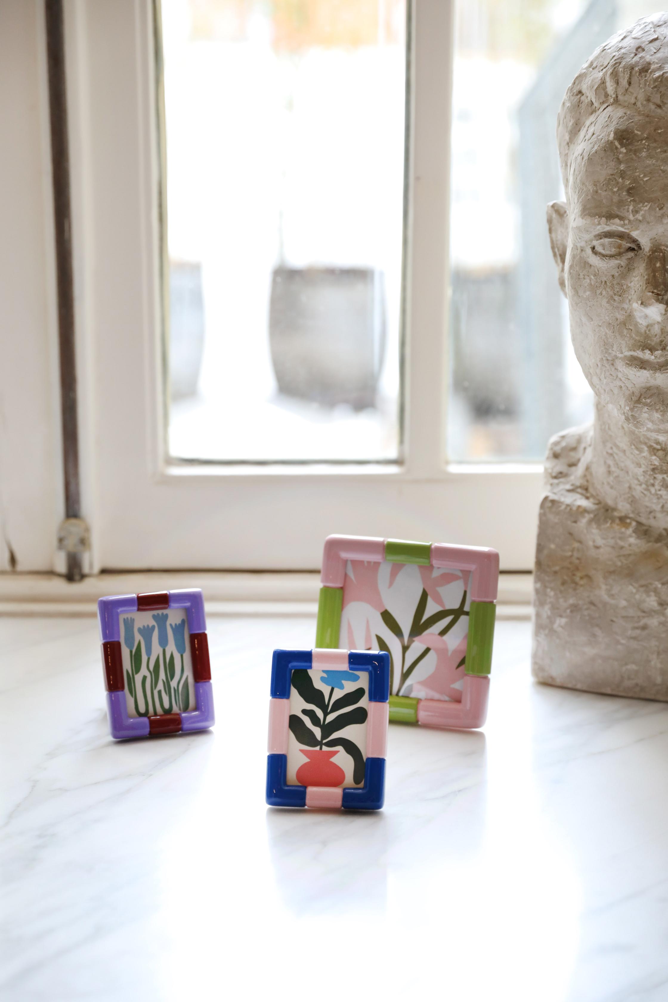 Fotolijst RIFT SQUARE roze met groen