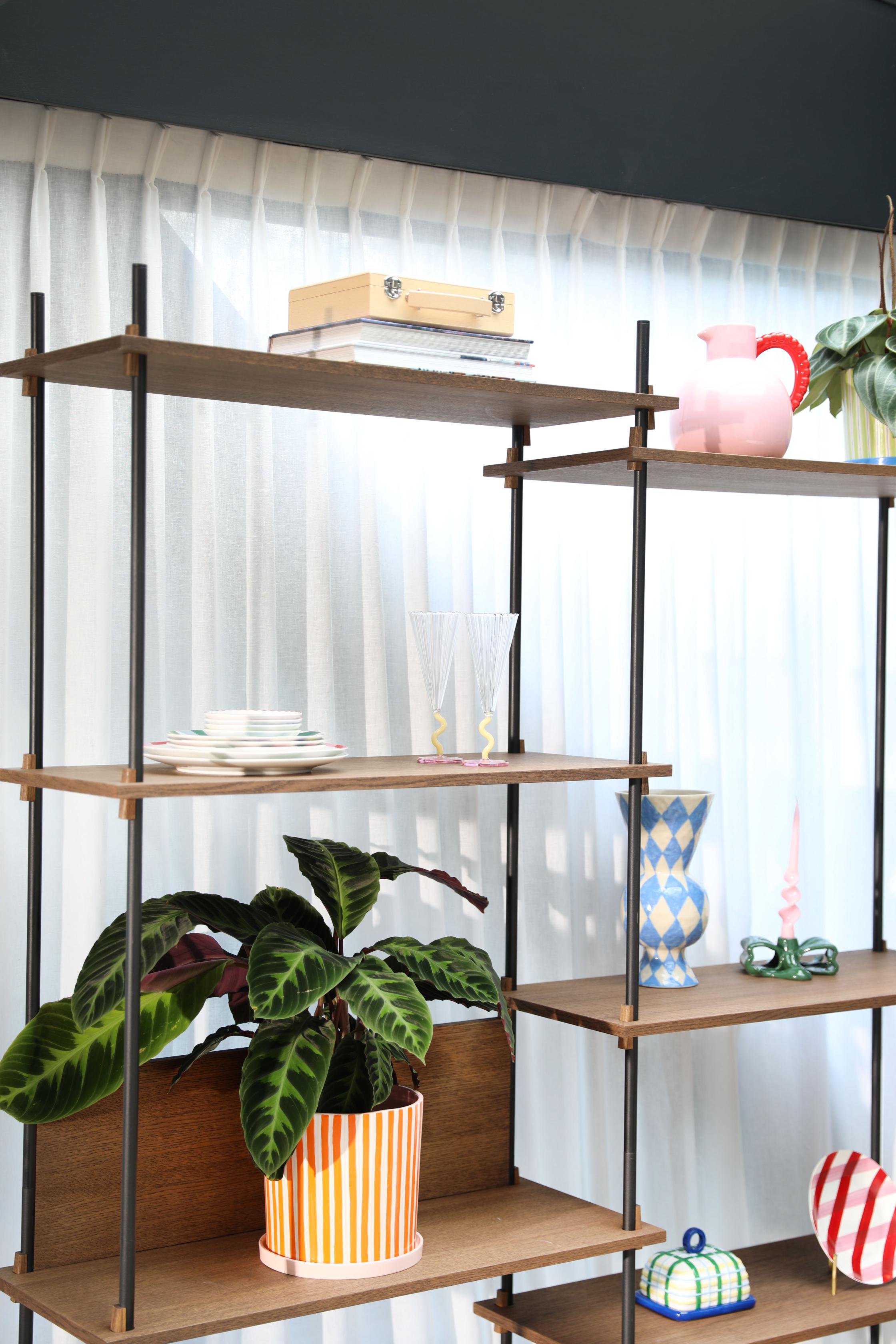 Bloempot RAY oranje met wit en roze