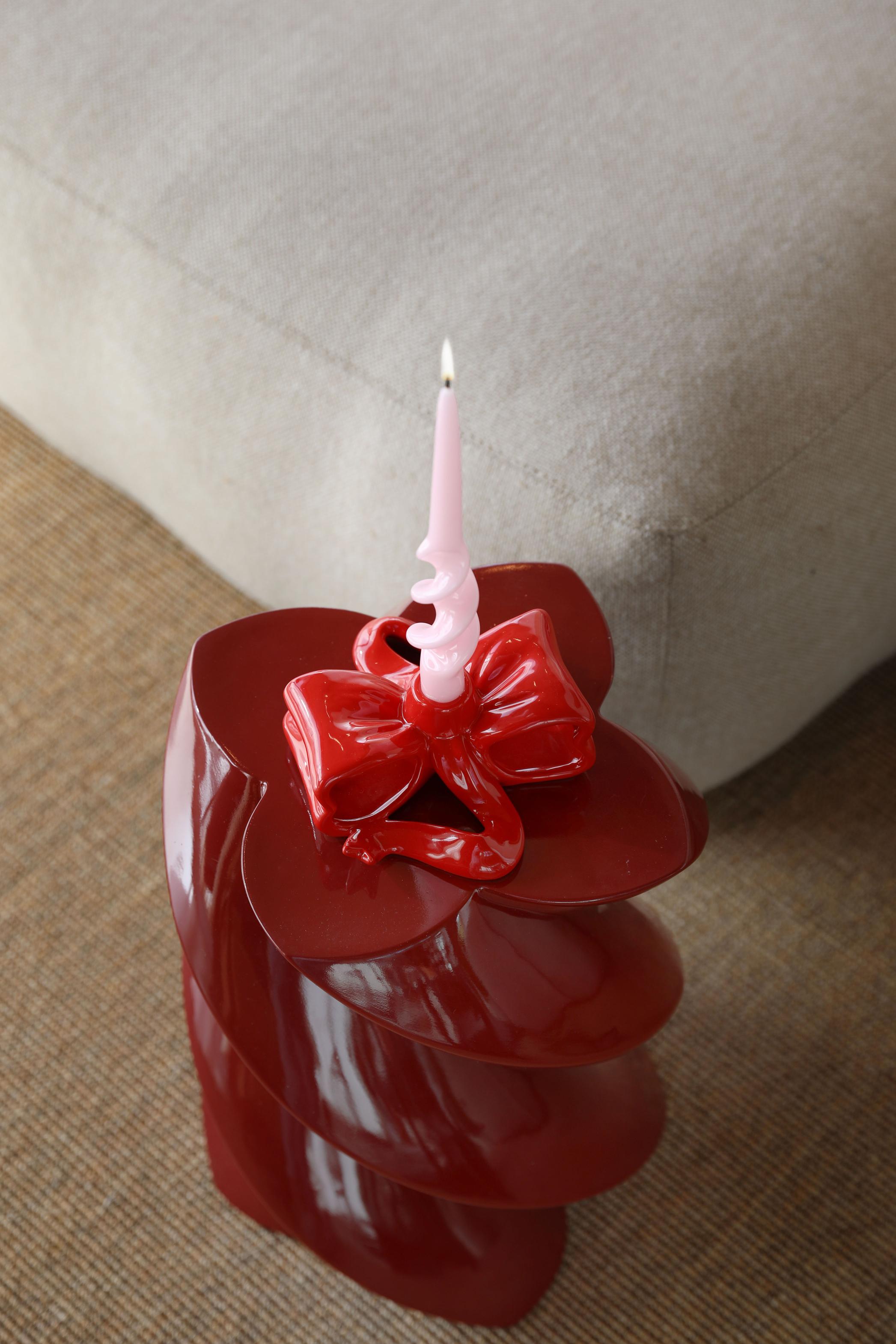 Set van kaarsen ALPHA REDS roze met bordeaux en geel