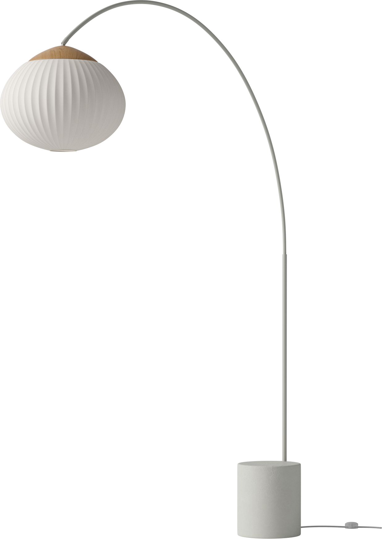 Vloerlamp ACORN wit met een voet van grijs beton