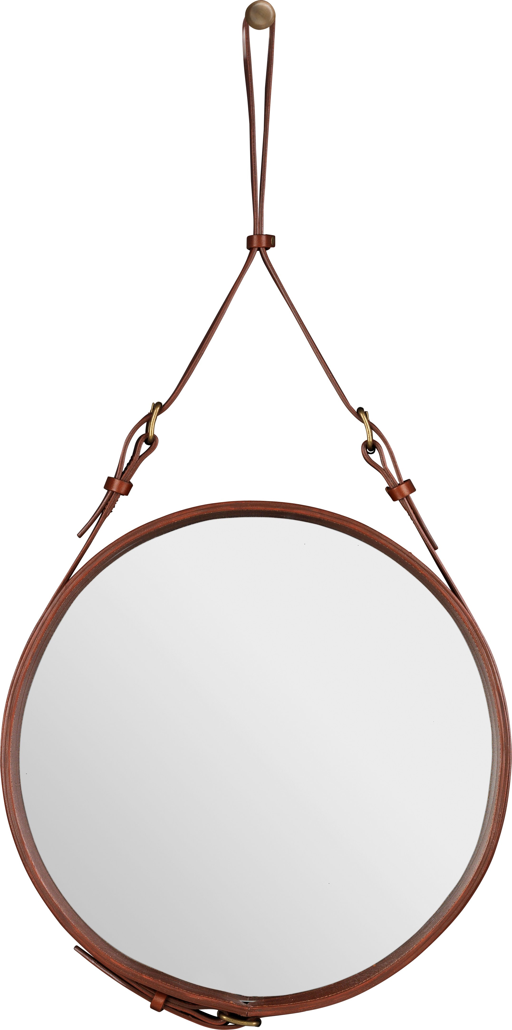 ADNET Round Mirror Brown Leather