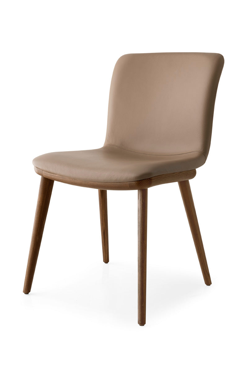 Krzesło ANNIE tapicerowane z ciemną drewnianą podstawą – drewno, Calligaris