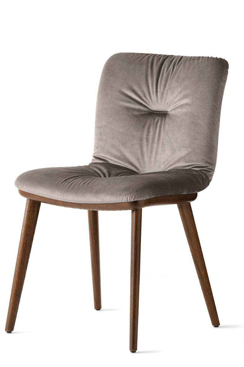 Krzesło ANNIE SOFT tapicerowane z ciemną drewnianą podstawą do jadalni – Calligaris
