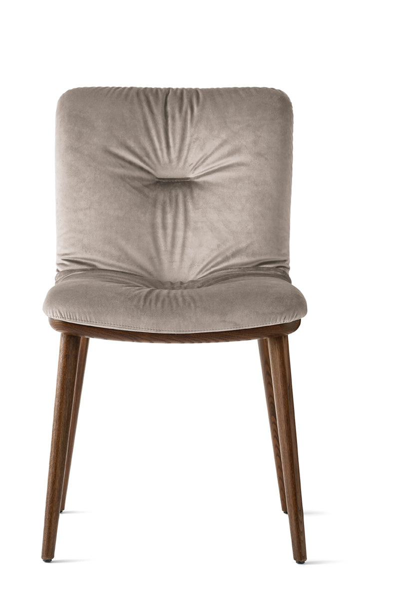 Krzesło ANNIE SOFT tapicerowane z ciemną drewnianą podstawą – drewno, Calligaris