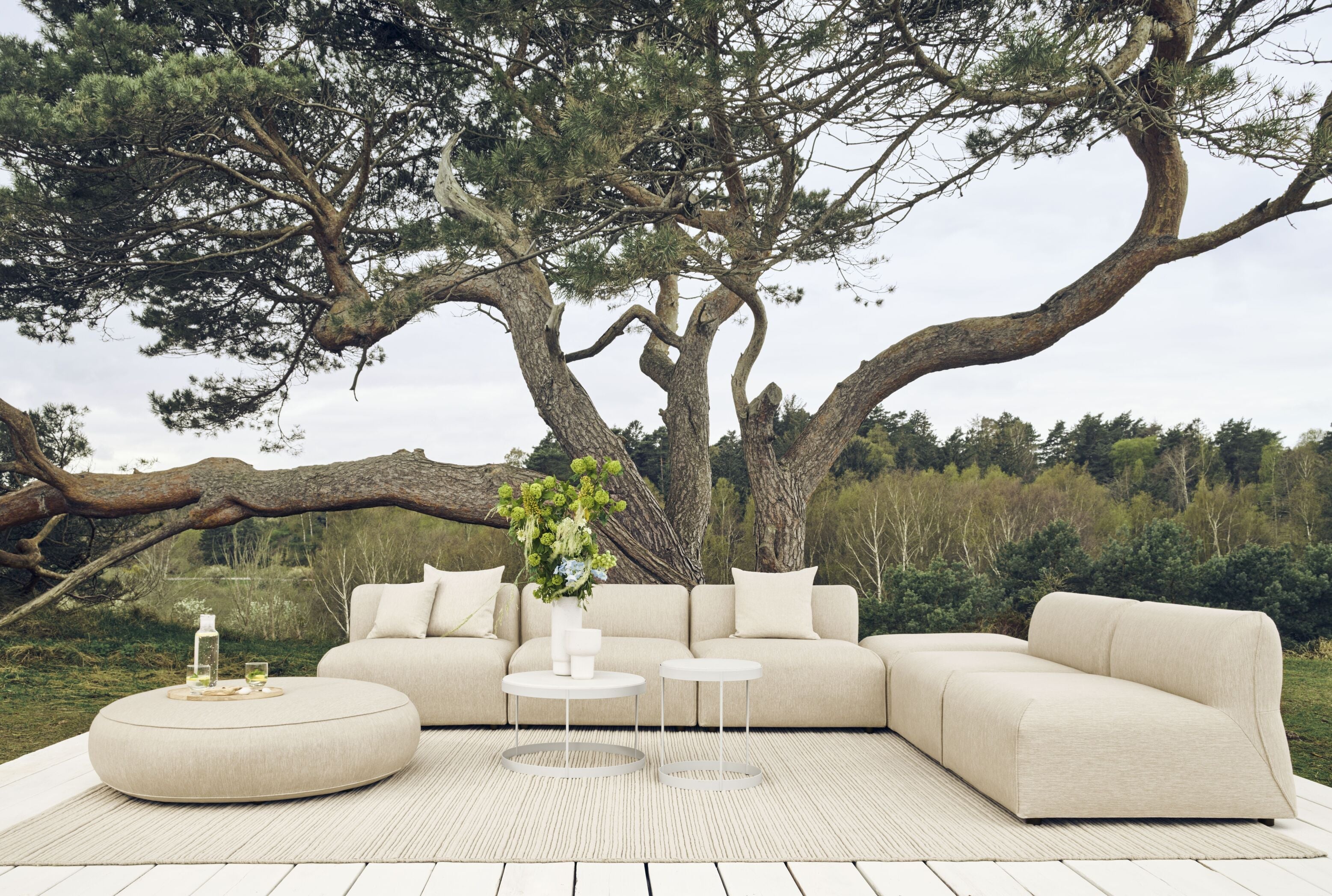 Modulaire buitenbank ARKE - links gestoffeerd module