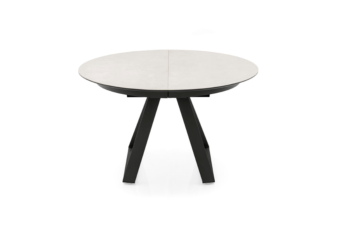 Round extendable table ATLANTE white top with black base
