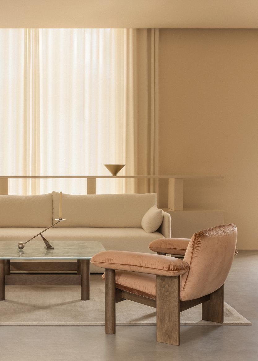 Fauteuil BRASILIA crème met eiken basis