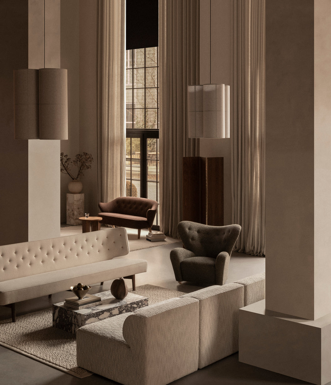 3-seater Sofa RADIOHUS beige with oak base